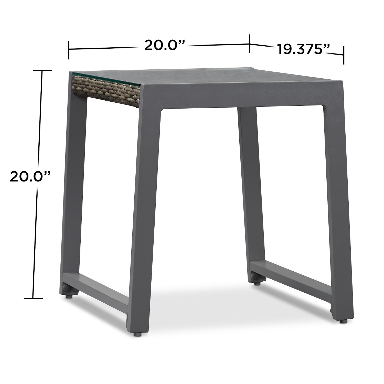 Lakeview Covewood Gray 2 Piece Aluminum End Table Set - Dimensions thumbnail