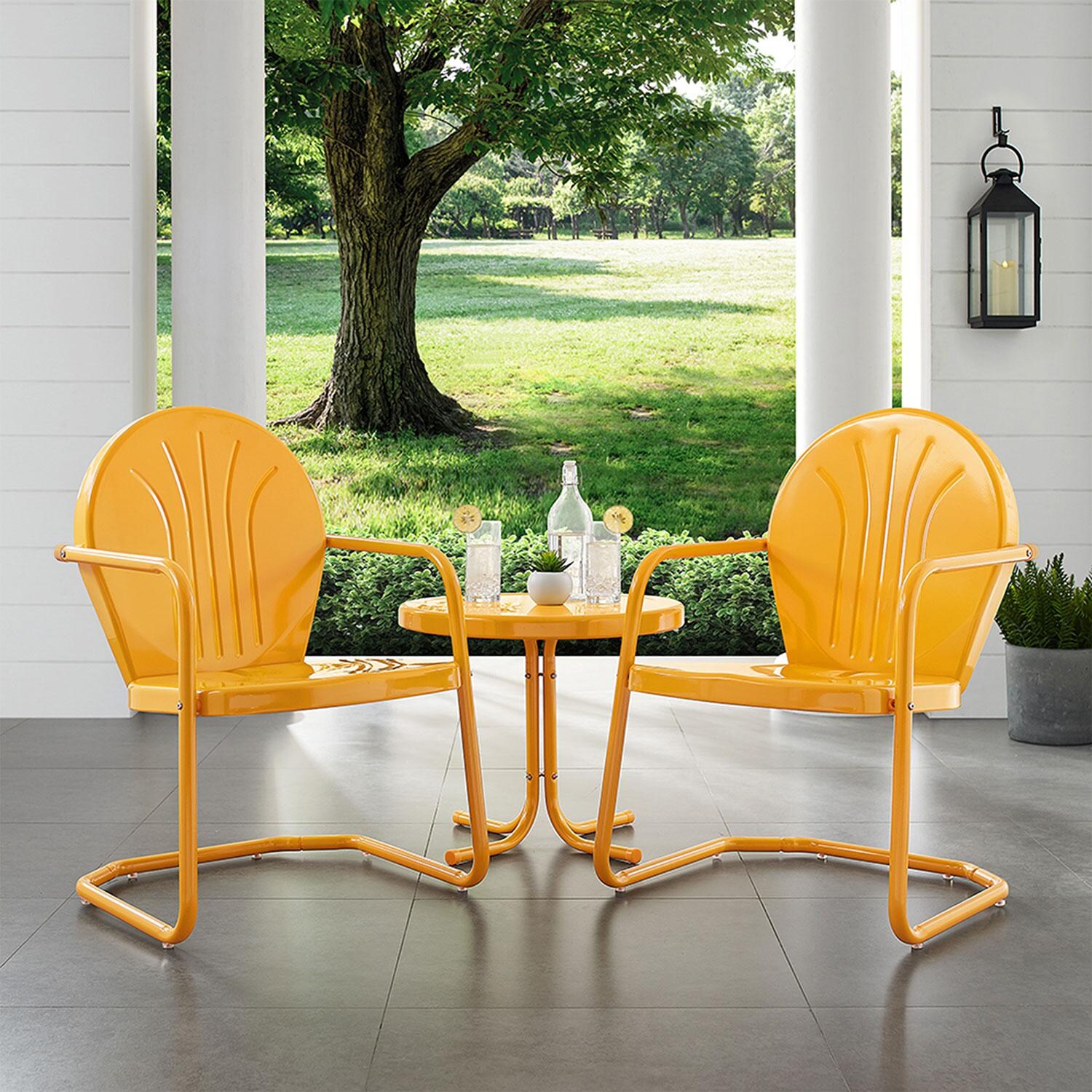 Ashview 3 Pc Steel Seating Set in Tangerine Gloss by Ultimate Patio