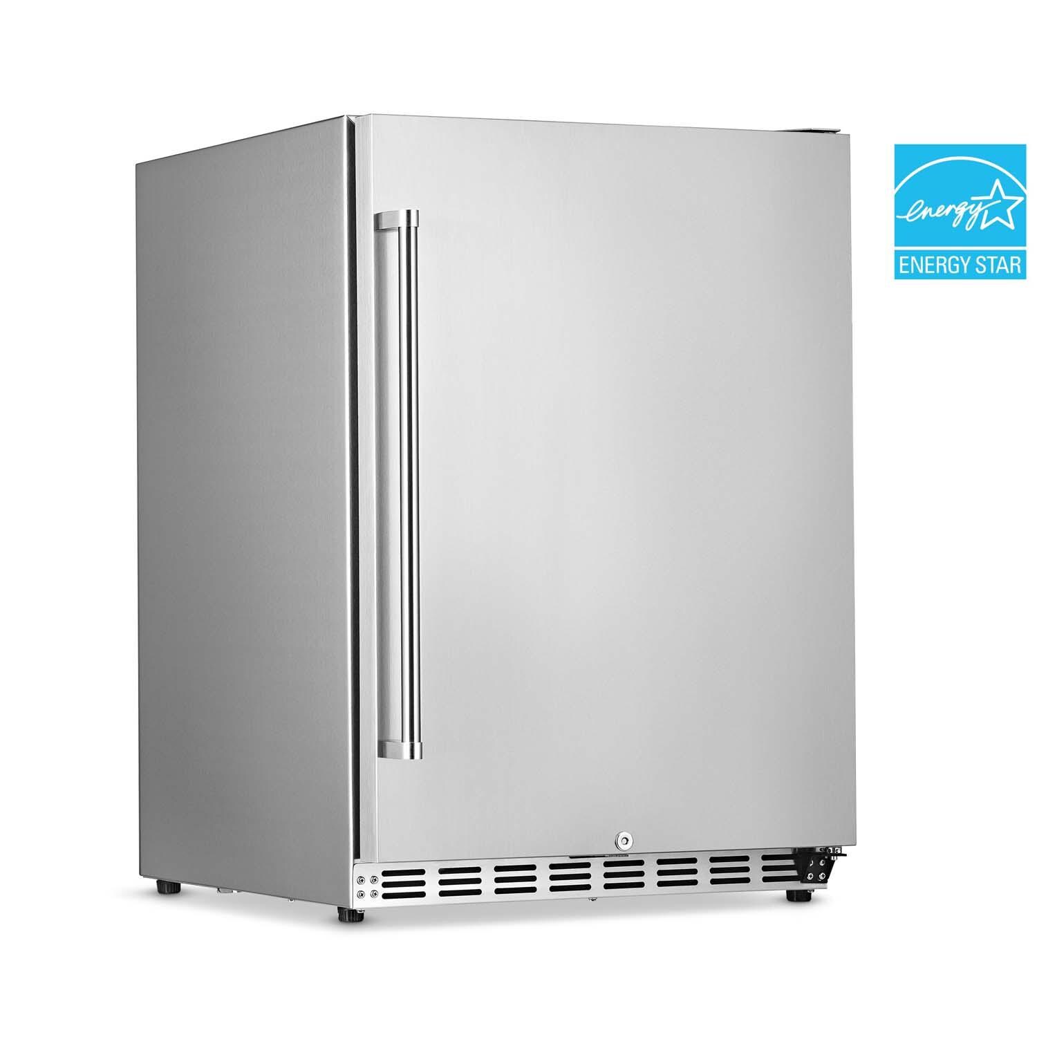 NewAir NCR053SS00 24 Inch 160 Can Right Hinge Commercial Built-in Outdoor Beverage Cooler - Stainless Steel - Energy Star - White Background thumbnail