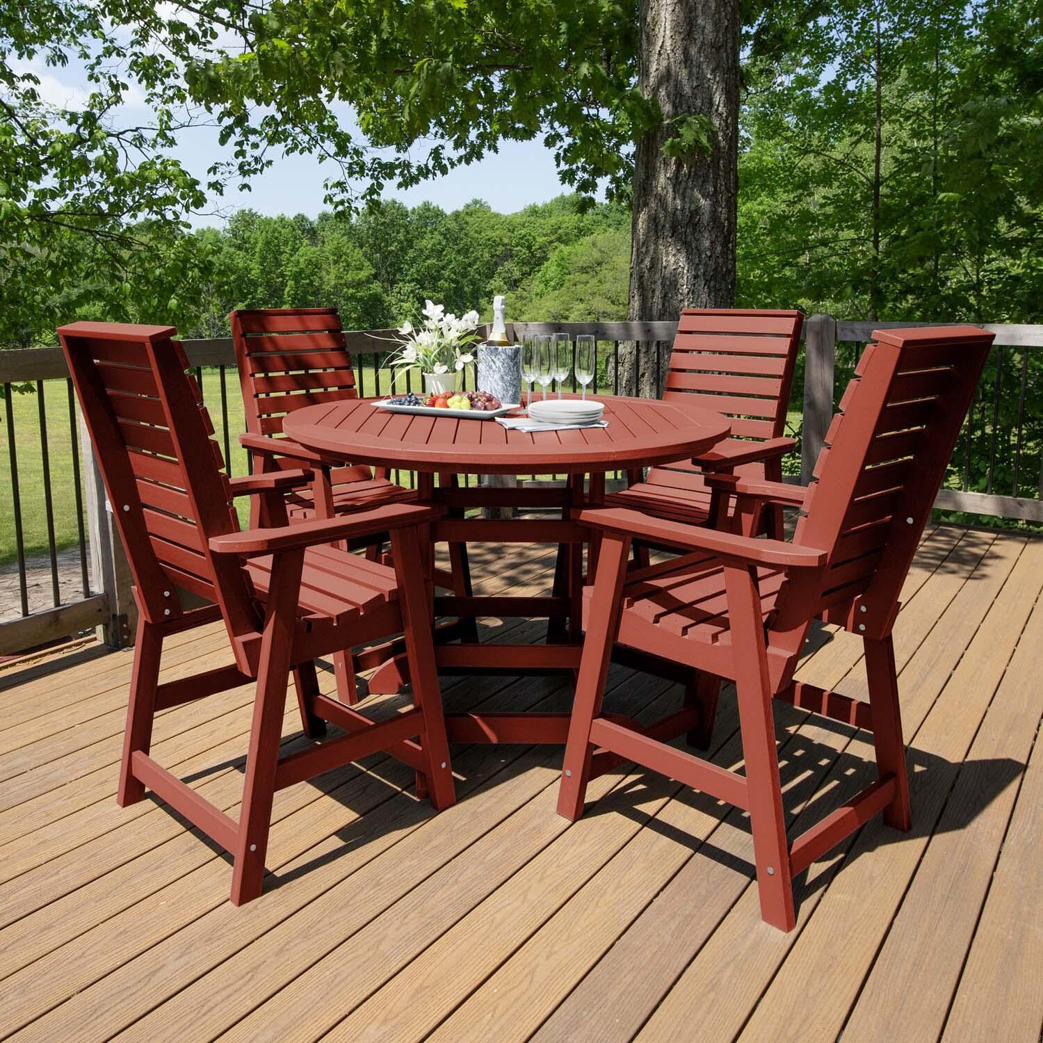 Elm Pointe 5 Pc Recycled Plastic Counter Height Dining Set in Rustic Red by Lakeview Outdoor Designs