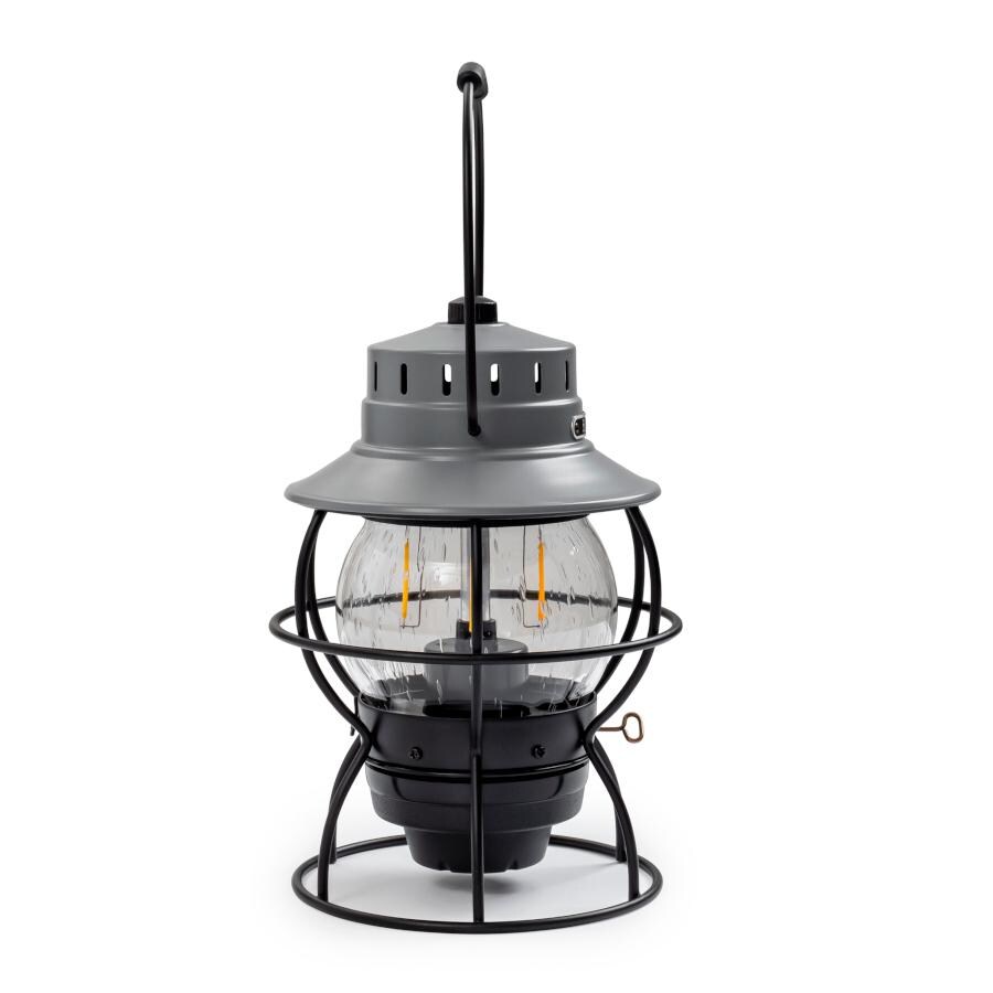 Barebones Living LIV-182 Railroad Lantern - Slate Gray - Flame Off Side View thumbnail