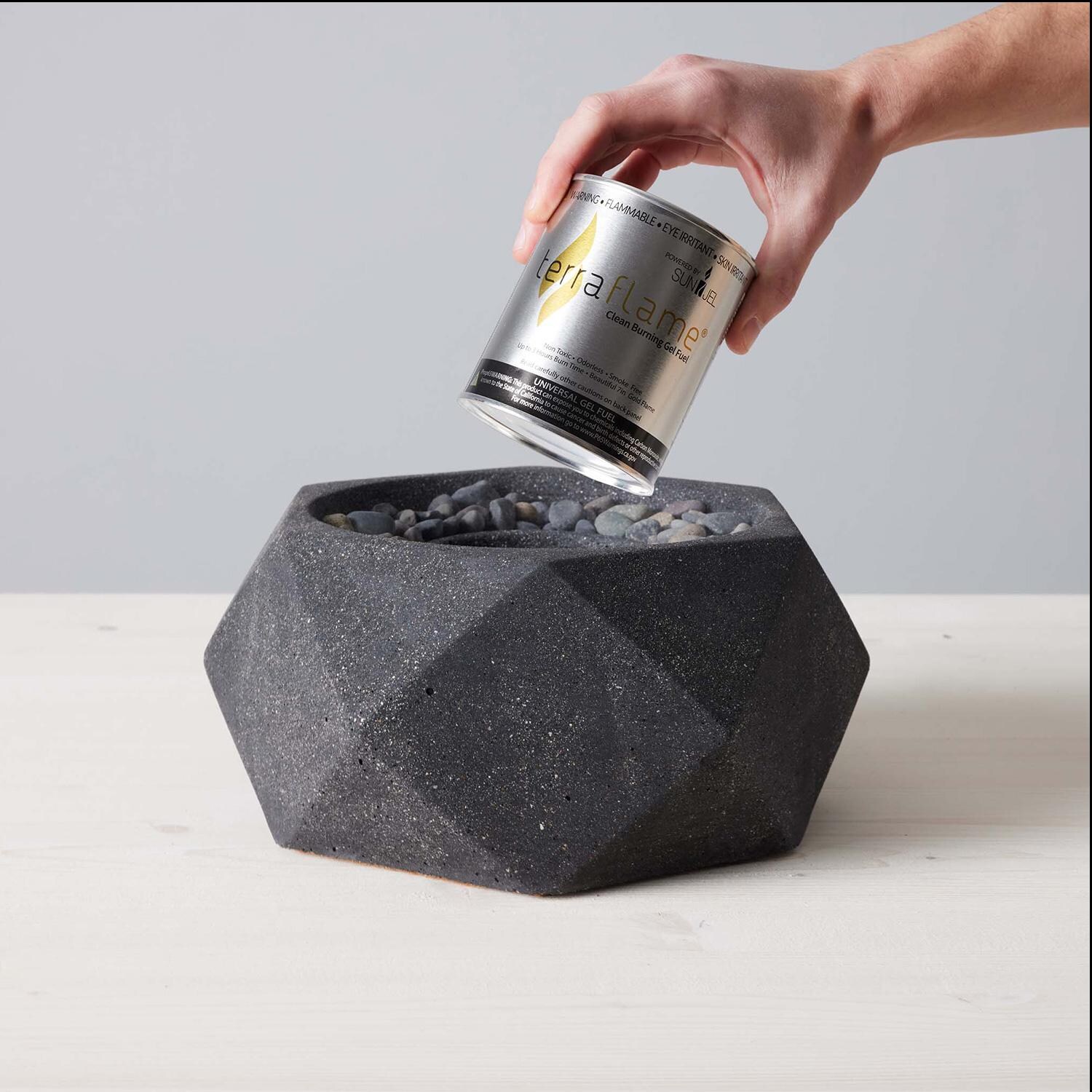 TerraFlame Geo Table Top Fire Bowl - Graphite - Gel Fuel Added thumbnail