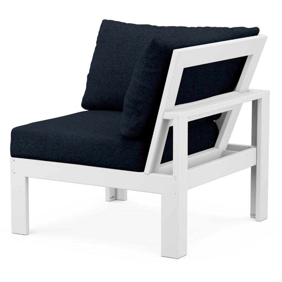 POLYWOOD Modular Corner Chair in White / Marine Indigo - Back thumbnail