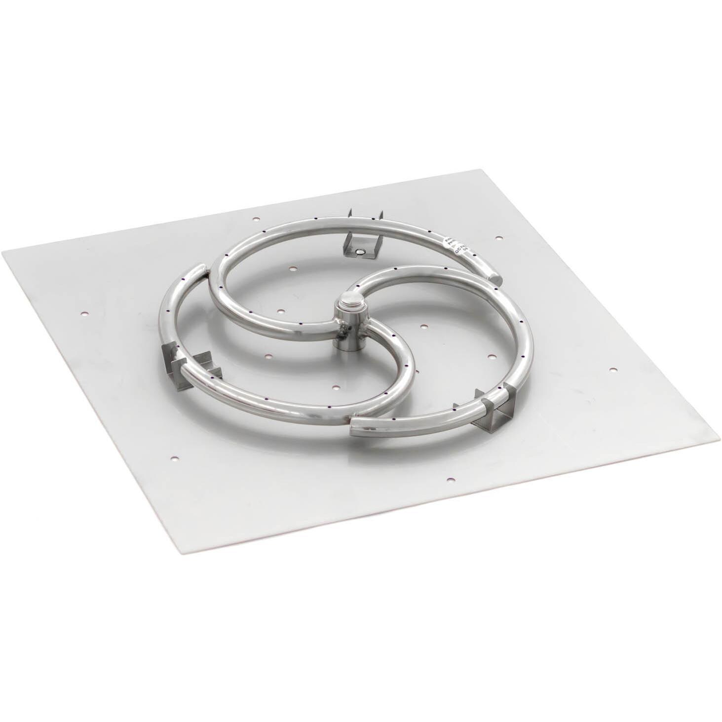 Alpine Flame 24-Inch Flat Square Stainless Fire Pit Burner Pan with Firenado 18-Inch Natural Gas Spiral Ring Burner