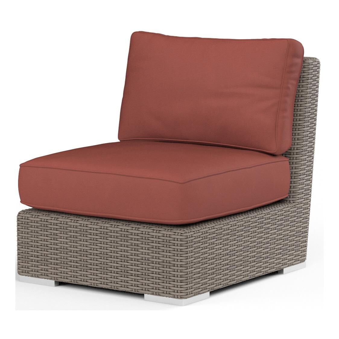 Coronado Wicker Armless Club Chair in Driftwood/Canvas Henna by Sunset West - White Background thumbnail