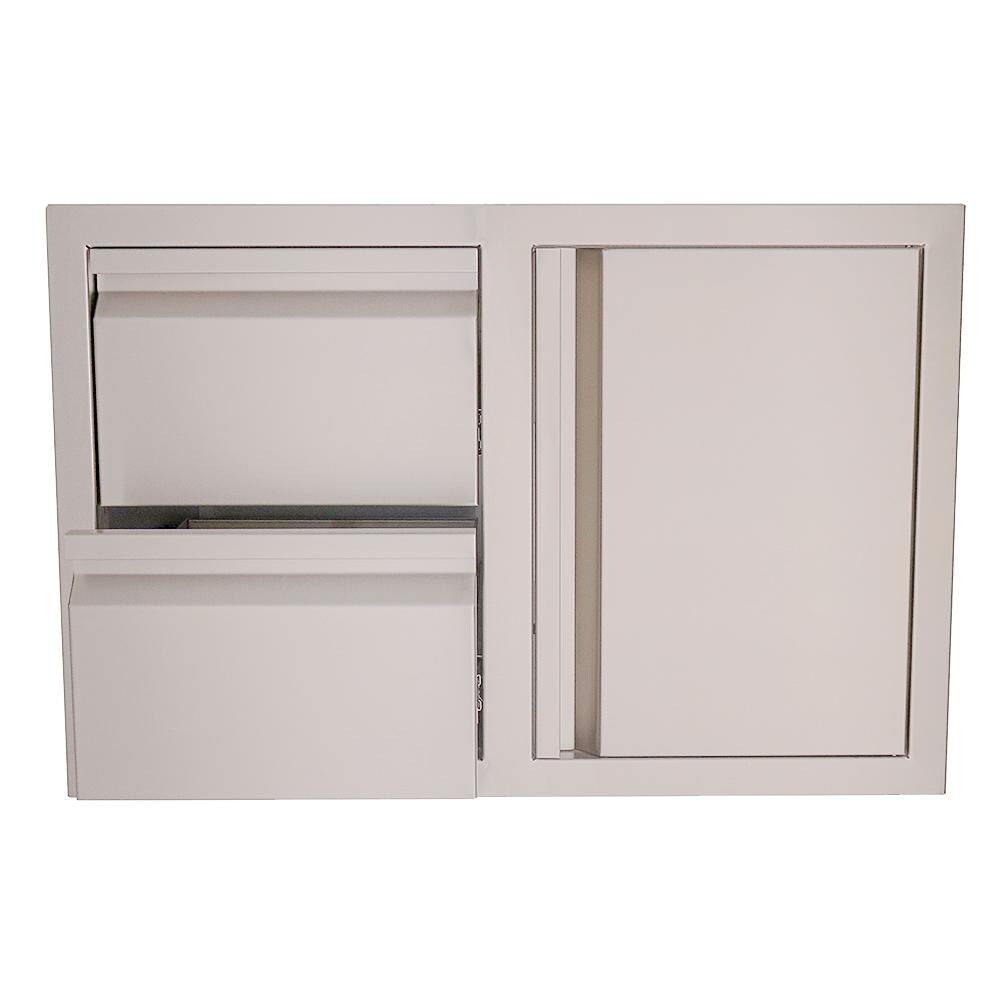 RCS VDC1SCR Valiant Double Soft Close Drawer & Right Hinged Door Combo - Bottom Drawer Open - White Background thumbnail