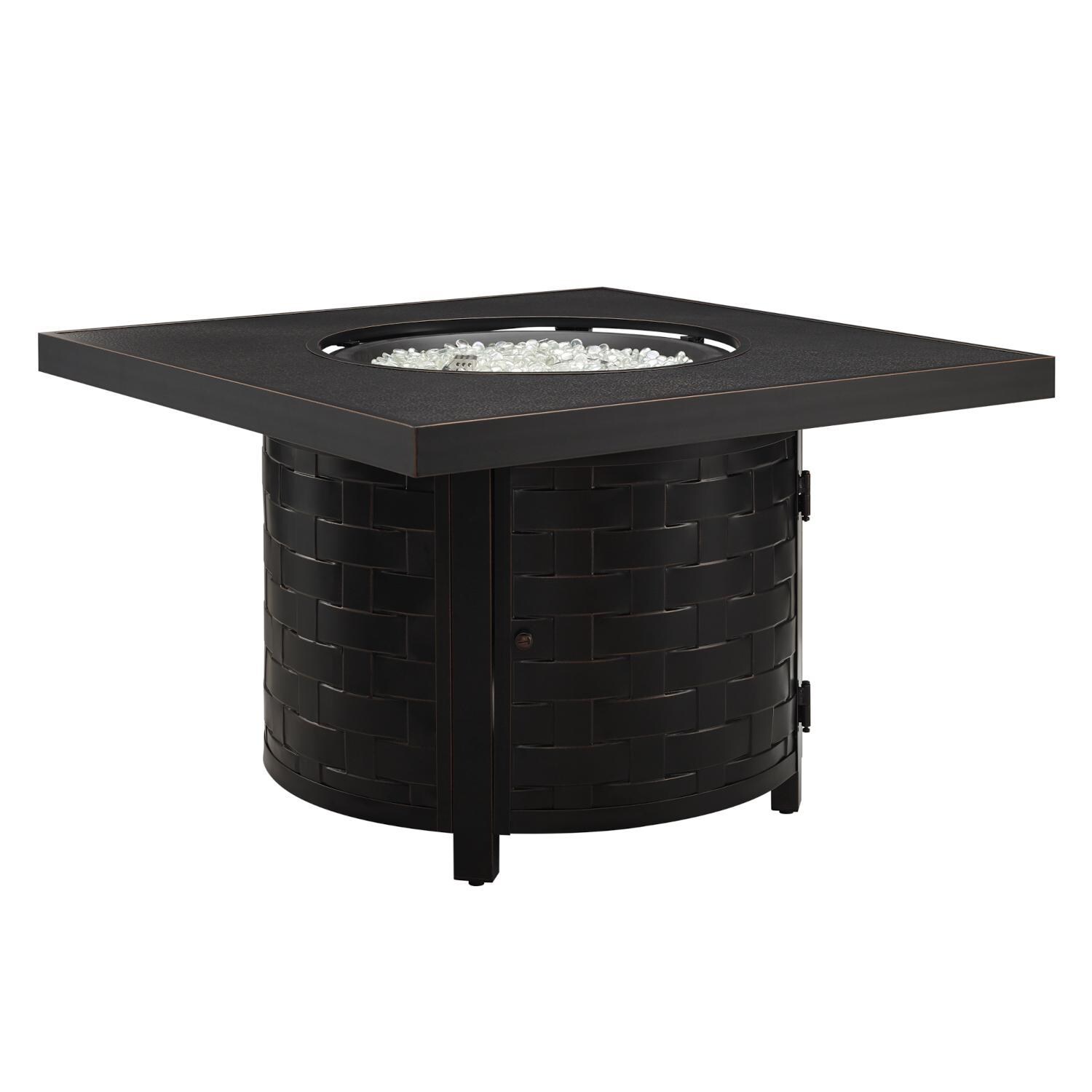 Ultimate Patio 63225 Magnolia Way 42-Inch Square Aluminum Propane Gas Fire Pit - Full View Open thumbnail