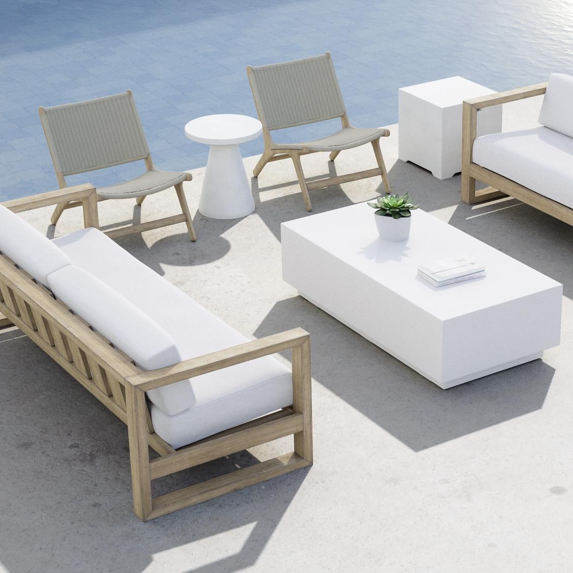 Sunset West Coastal Teak 7 Pc Teak Seating Set in Canvas Canvas by