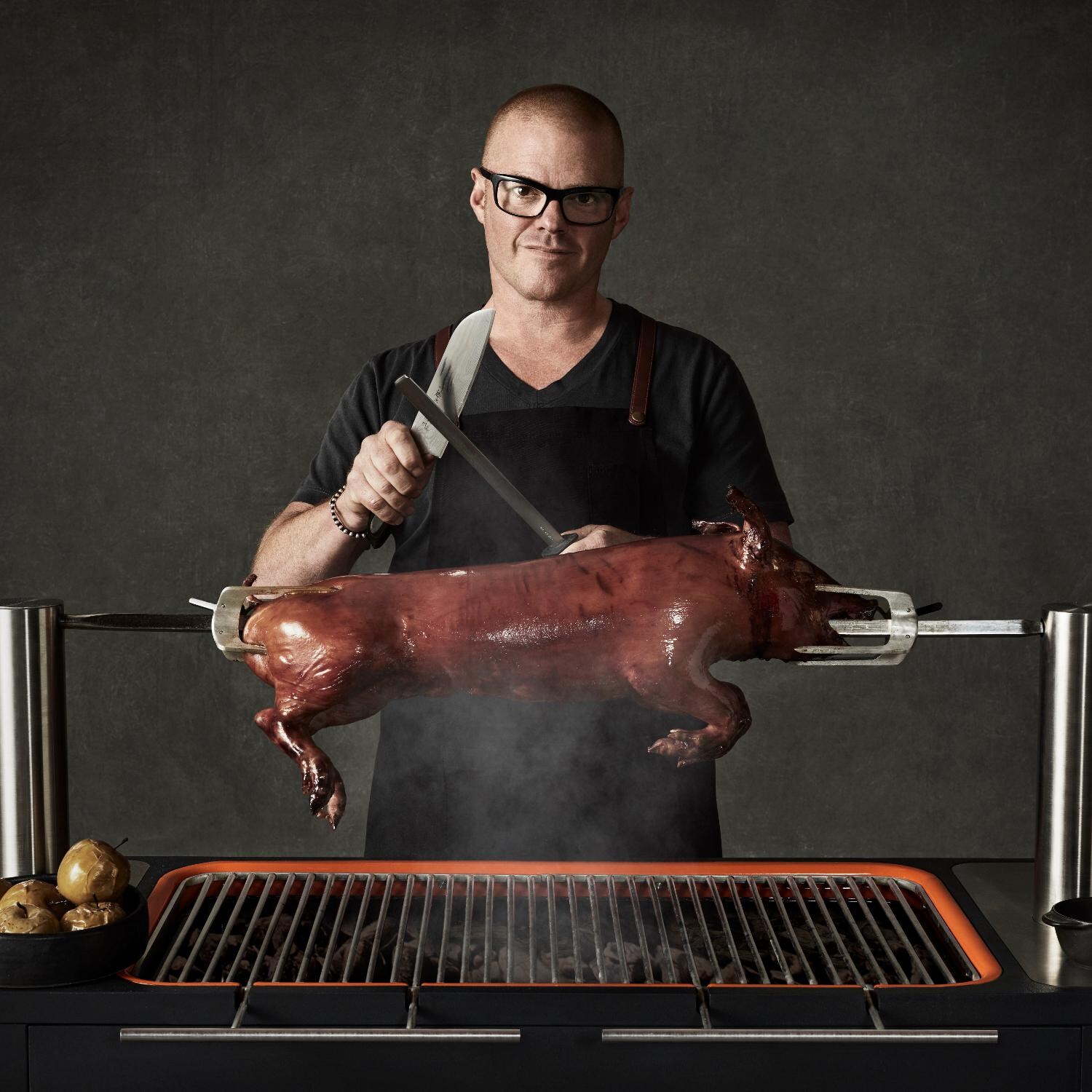 Everdure By Heston HUB 54-Inch Charcoal Grill With Rotisserie & Electronic Ignition - HBCE2BUS - In-use thumbnail