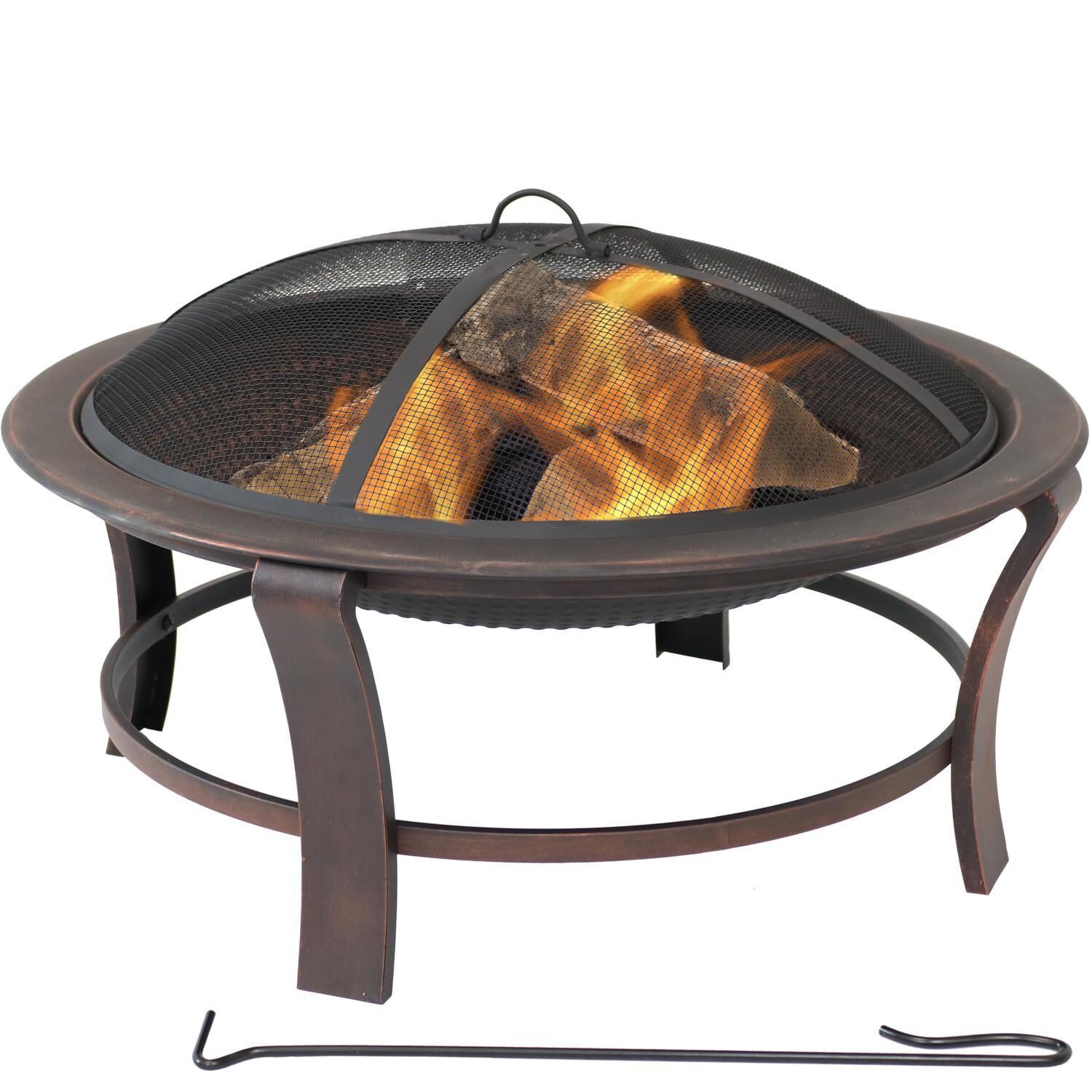 Ultimate Patio 29-Inch Steel Elevated Wood Burning Fire Pit - In Use thumbnail