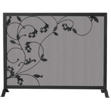 UniFlame 39-Inch Black Flowing Leaf-Style Wrought Iron Fireplace Screen - S-1043 image