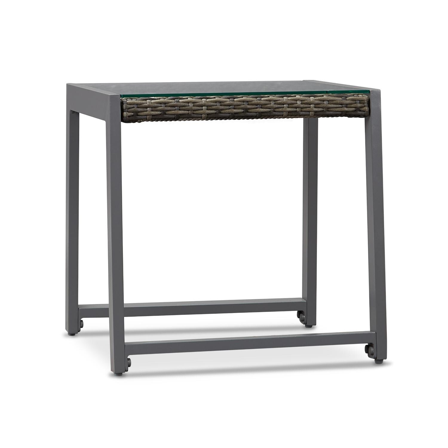 Lakeview Covewood Gray 2 Piece Aluminum End Table Set - Side View thumbnail