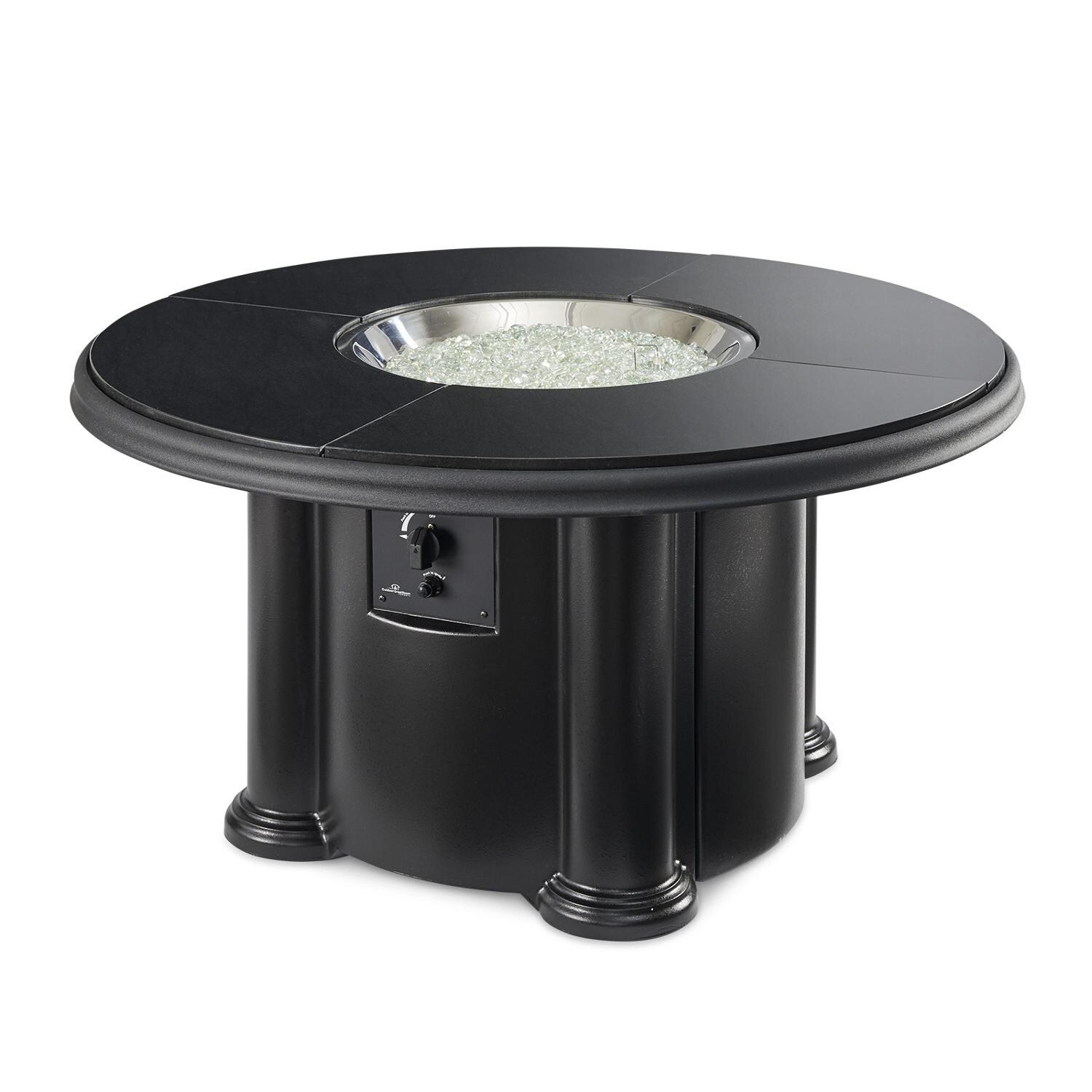 The Outdoor GreatRoom Company Grand Colonial Round Chat Height Gas Gas Fire Pit Table - Absolute Black - No flame thumbnail