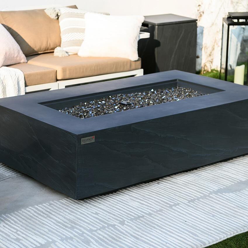 Elementi Cape Town OFG410SL-LP 56-Inch Propane Slate Black Fire Pit Table - On Patio - Lifestyle thumbnail