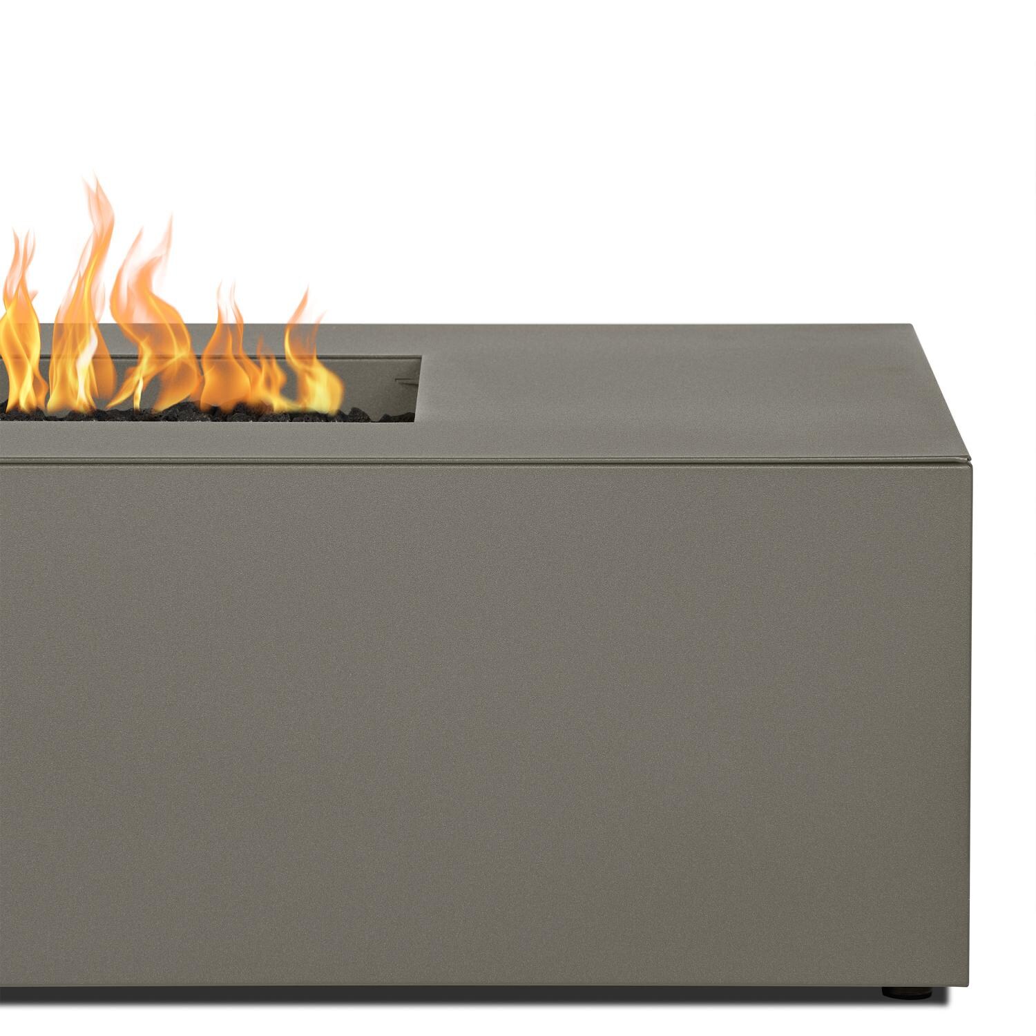 Covewood 72-in Rectangular Aluminum Propane Fire Pit Table in Cloud Gray by BBQGuys Signature - Detail thumbnail