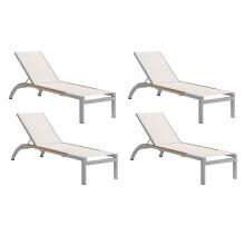 Argento 4 Piece Aluminum Patio Chaise Lounge Set W/ Tekwood Natural Side Rails By Oxford Garden - Natural Sling