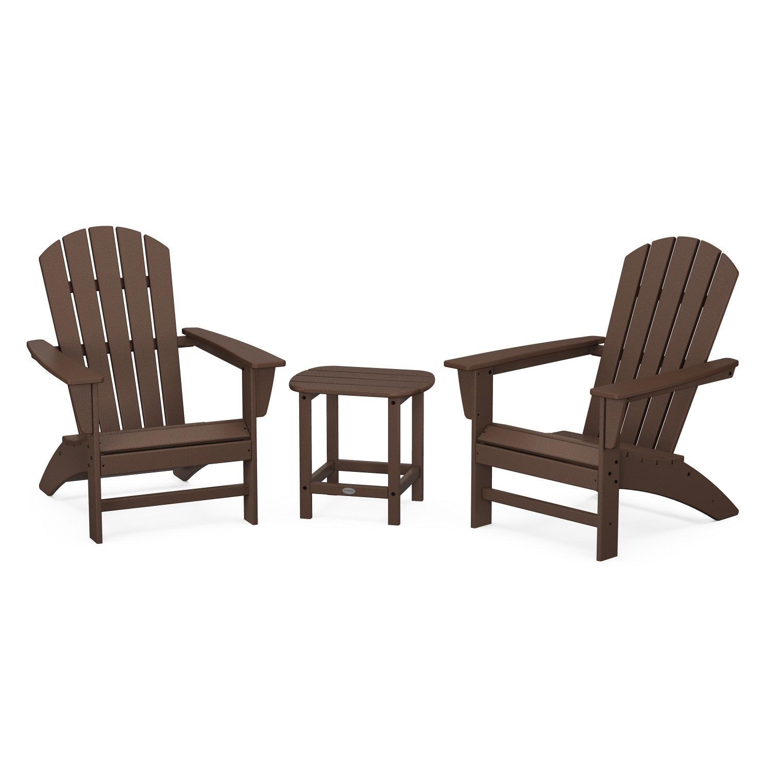 POLYWOOD Nautical 3 Pc Recycled Plastic Seating Set w/ South Beach End Table in Mahogany by - PWS698-1-MA