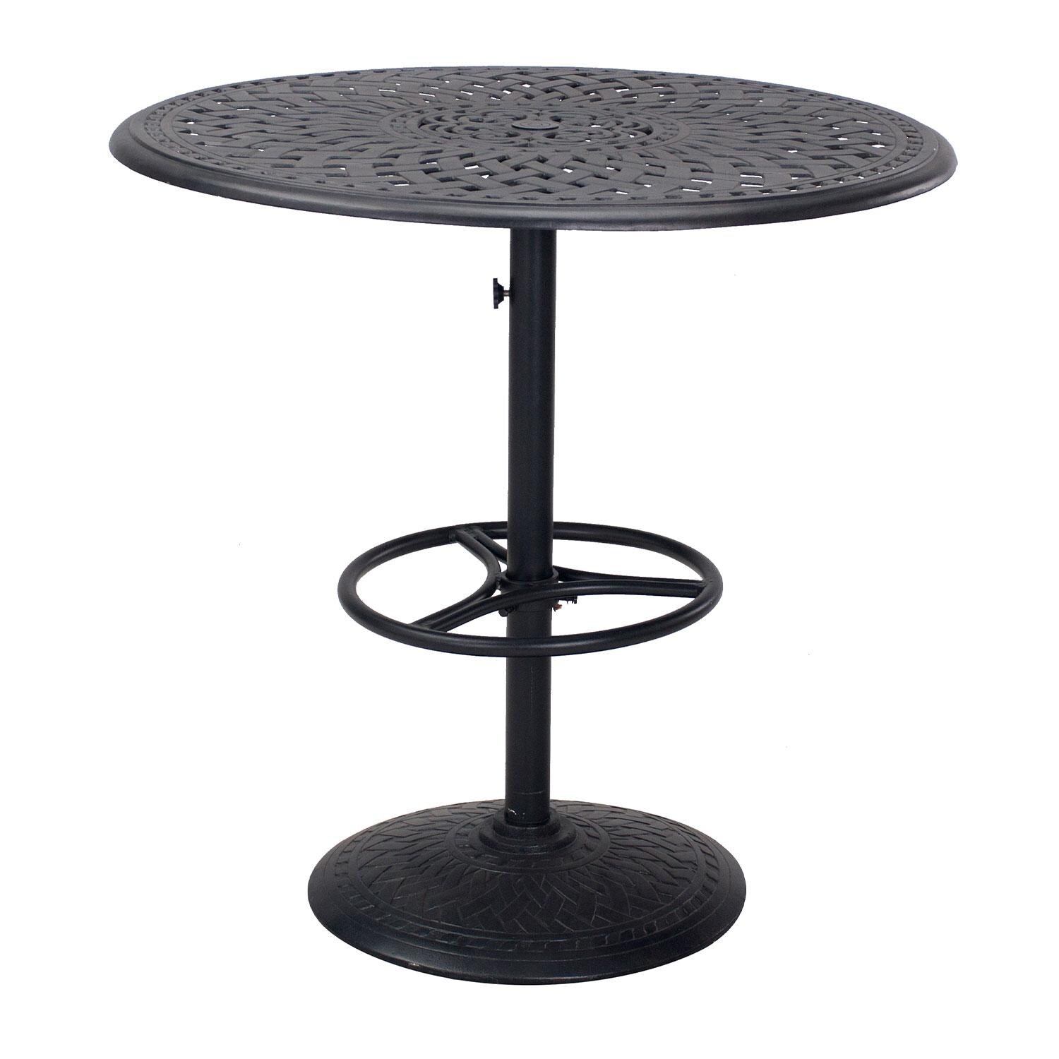 Darlee Sedona 5 Piece Cast Aluminum Patio Bar Set W/ 42 Inch Round Table - Dining Table - White Background thumbnail