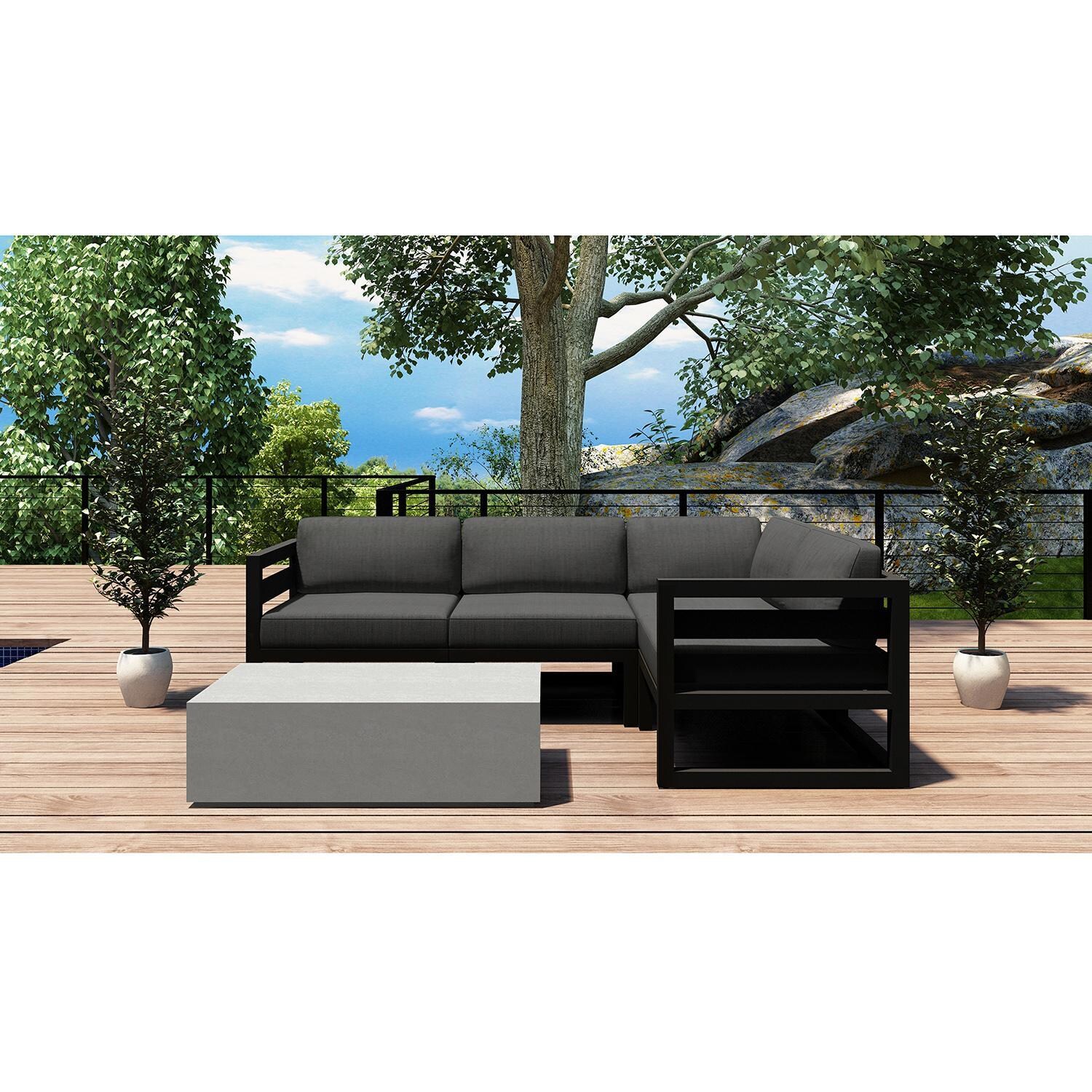 Misty Cove 5 Piece Sectional Set in Slate w/Coffee Table & Canvas Charcoal Cushions by Lakeview - On Deck - Lifestyle thumbnail
