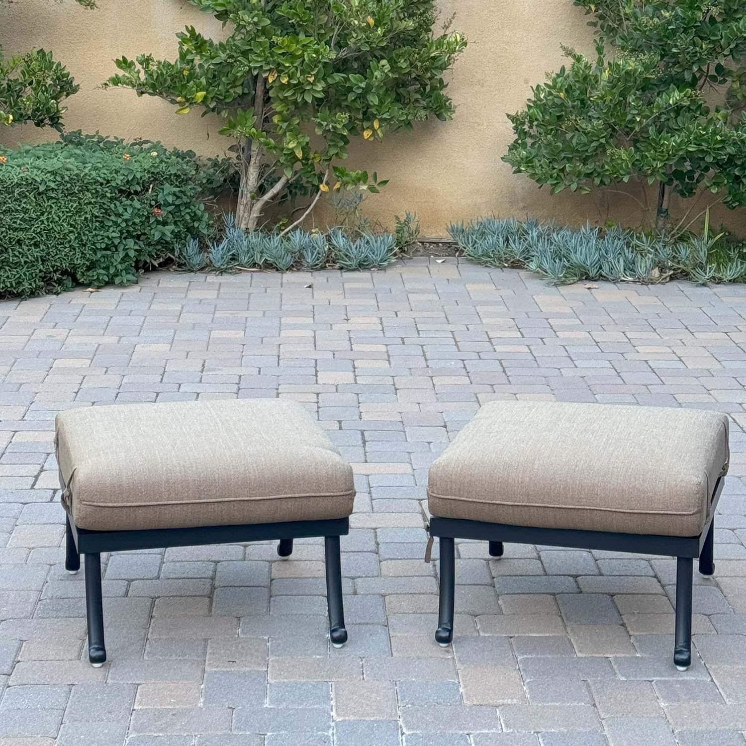 Darlee Santa Anita Cast Aluminum 2 Piece Ottoman Set in Antique Bronze/Sesame Linen by - B/301128-11-2SB