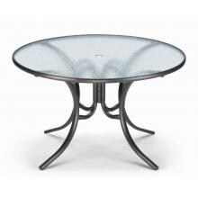 Telescope Casual 48 Inch Round Aluminum Patio Dining Table With Glass Top - Textured Black