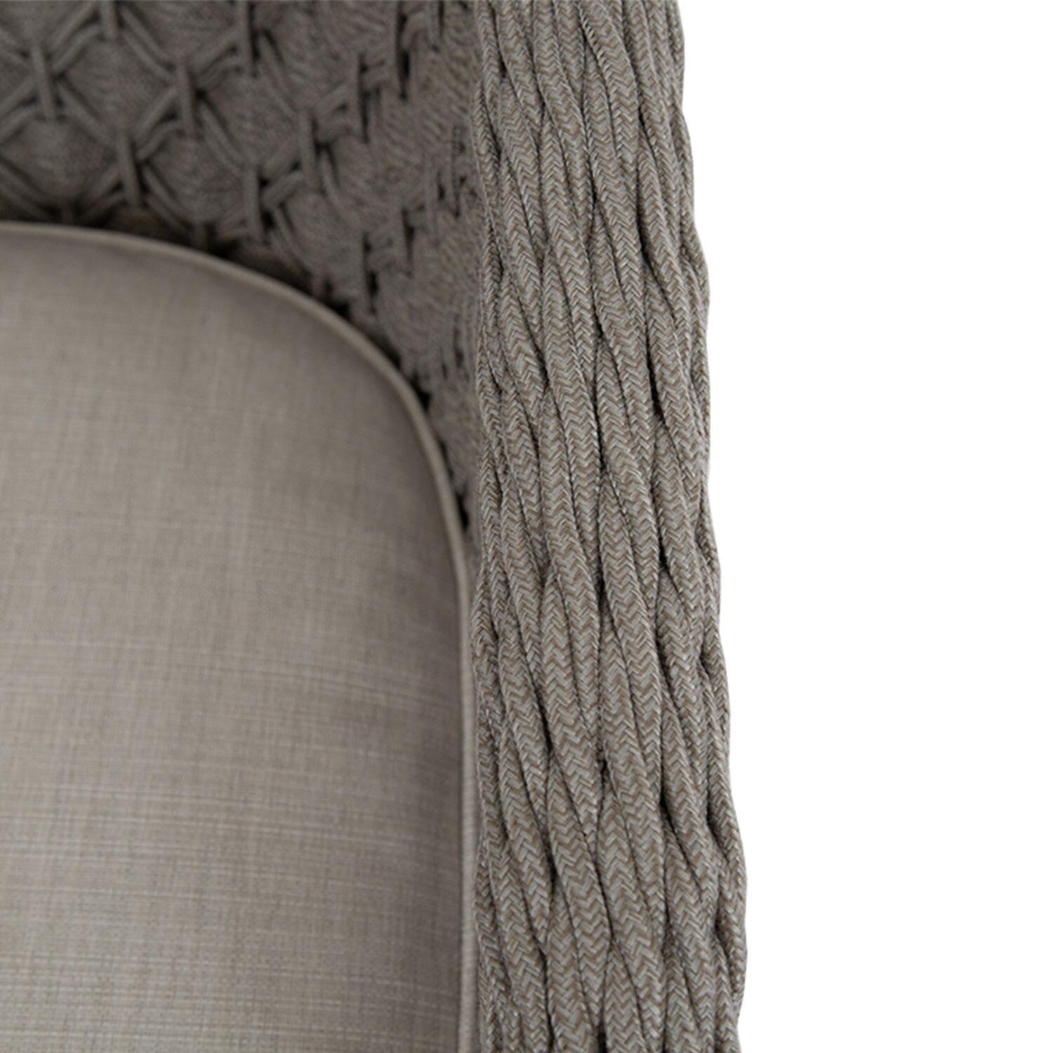 Marbella Marbella Rope & Aluminum Dining Chair in Echo Midnight w/ No Welt by Sunset West - Arm Rest - Close Up View - Detail thumbnail