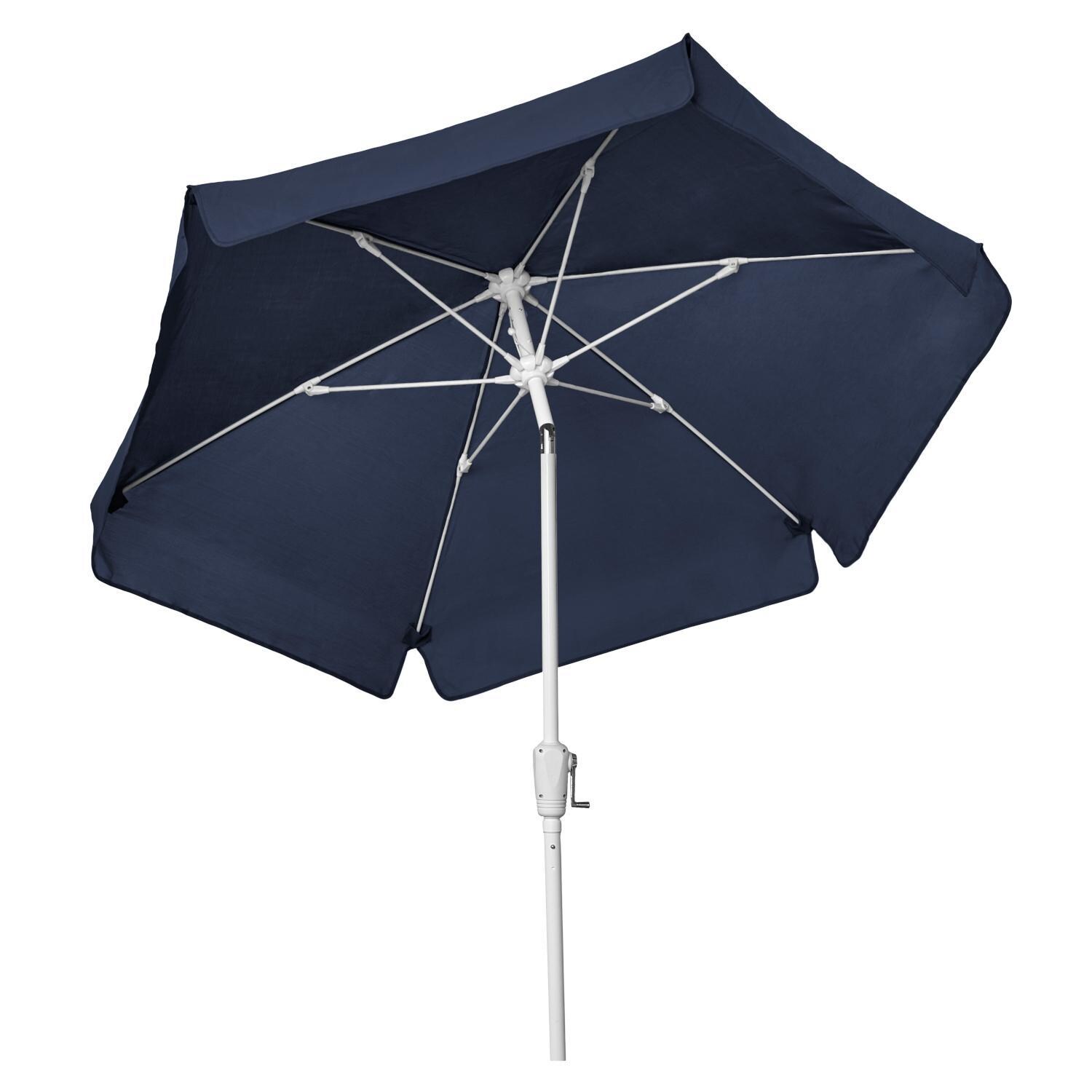 FiberBuilt 7.5 Ft. Aluminum Market Patio Umbrella W/ Crank Lift & Tilt - Navy Blue Vinyl