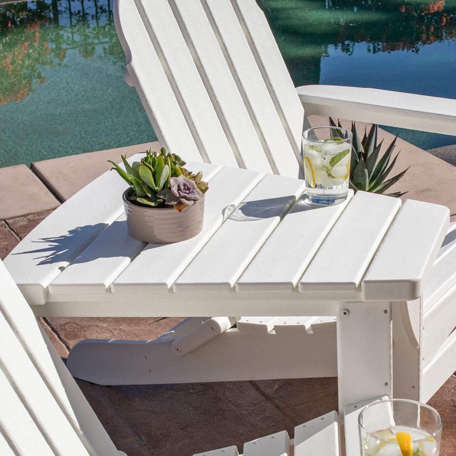 POLYWOOD Classic Series Angled Adirondack Connecting Table - Black - Lifestyle (White Finish Shown) thumbnail