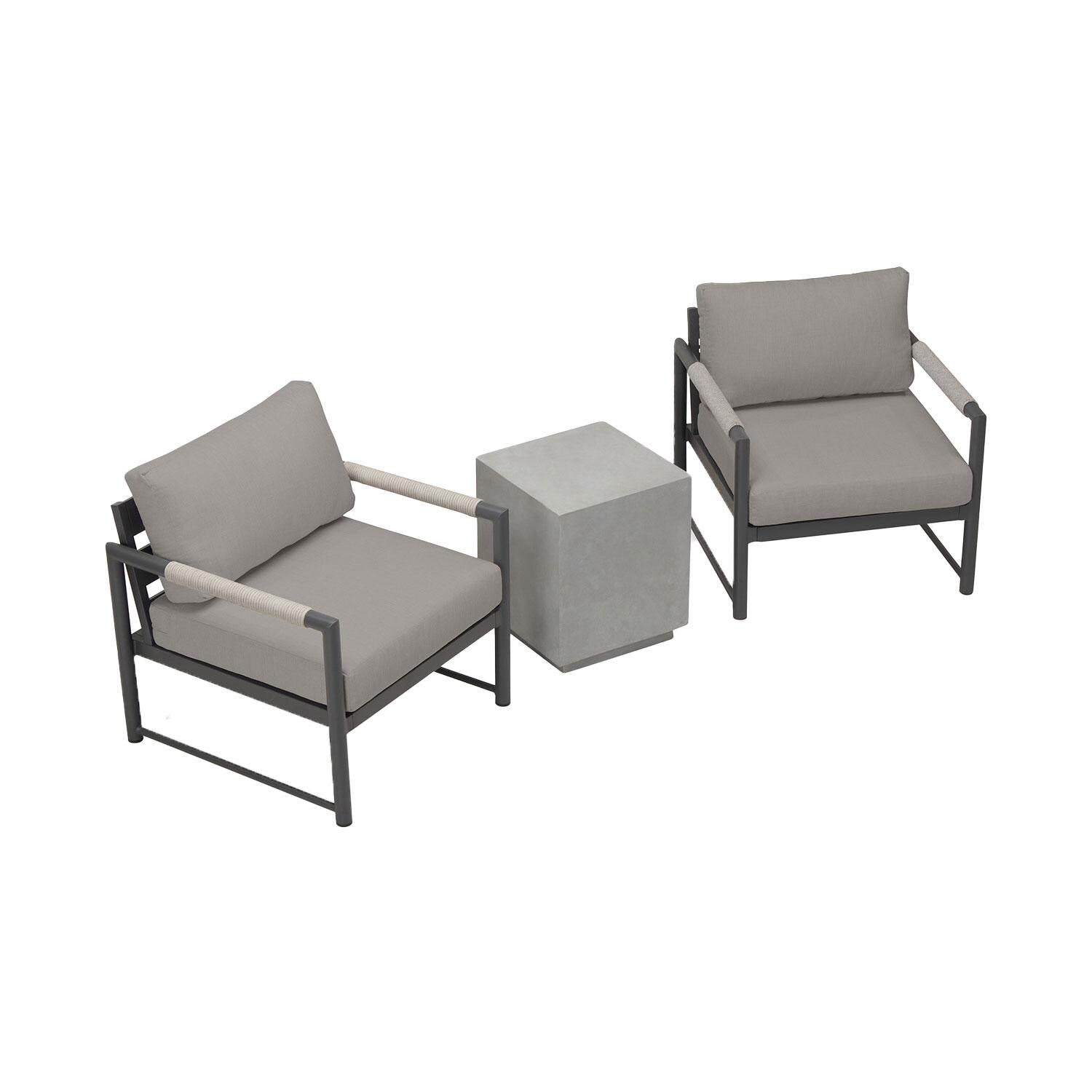 Lakeview AVEBAY-SL-PG-SET104-CC Avenue Bay Slate/Pebble Gray 3 Pc Chat Set - Canvas Charcoal - Overhead View - White Background thumbnail