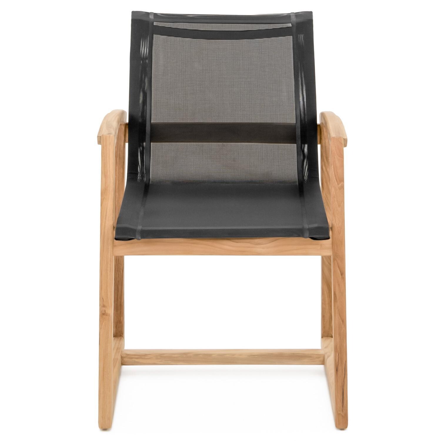 Teak + Table Capri Sling Dining Chair in Black - Front - White Background thumbnail