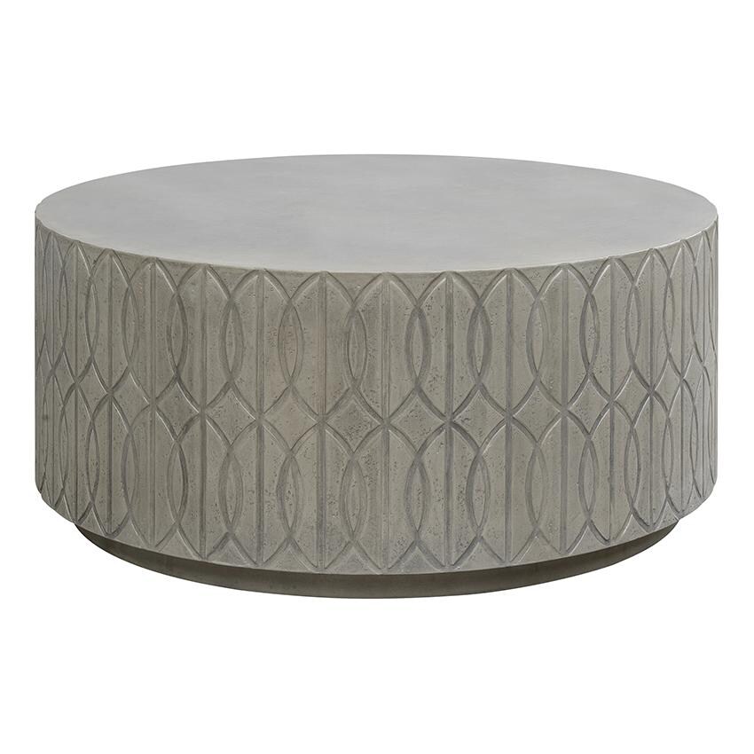 Trellis 40 Inch Gray GFRC Round Coffee Table by Sunset West