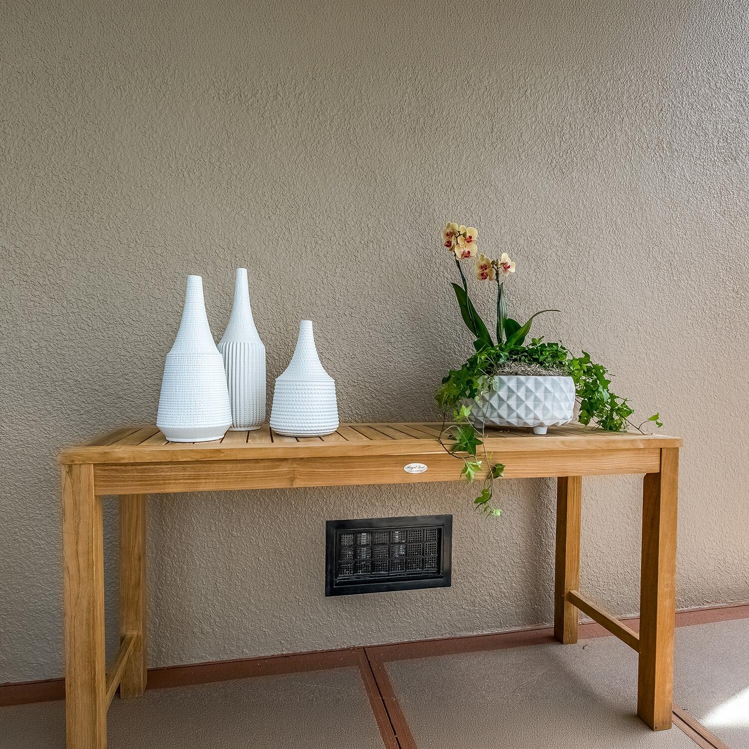 Royal Teak Collection CTB Admiral 60 Inch Teak Console Table - Outside - Lifestyle thumbnail