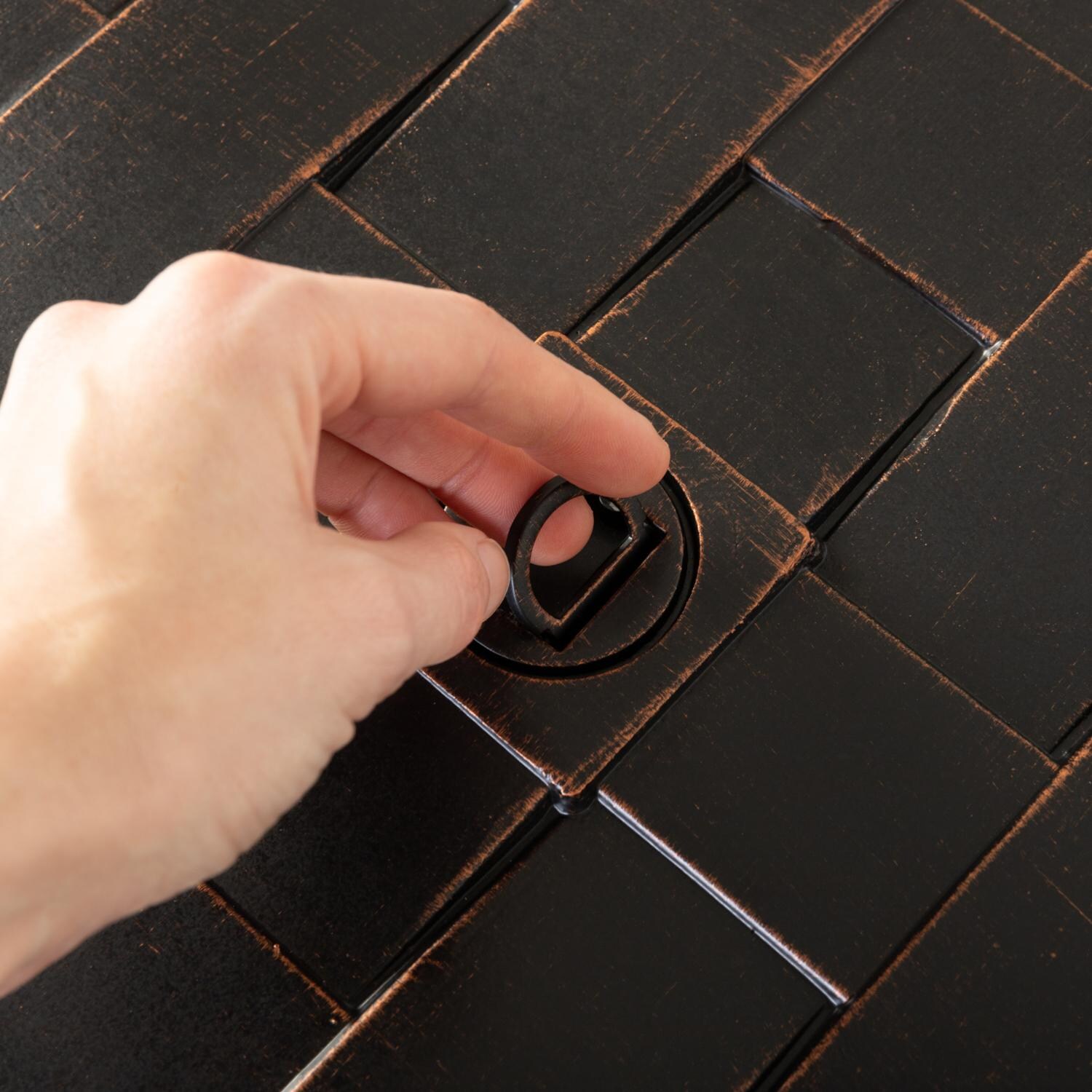 Ultimate Patio SC62745 Magnolia Way 48-Inch Rectangular Aluminum Propane Fire Pit Table - Cover Handle thumbnail