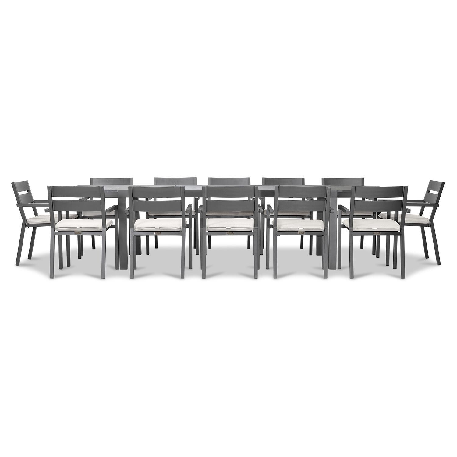 Calm Bay 13 Pc Extendable Dining Set in Slate/Canvas Natural by Lakeview - White Background 3 thumbnail