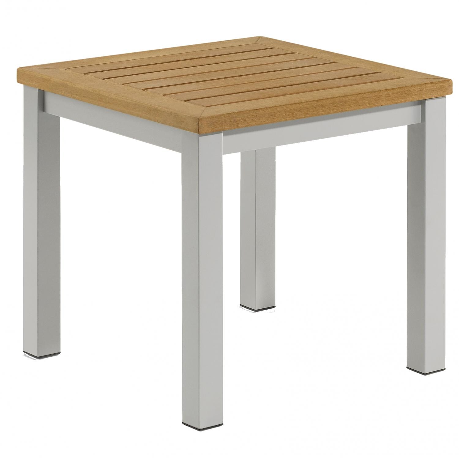 Travira 18 Inch Square Aluminum Patio End Table W/ Tekwood Natural Top thumbnail