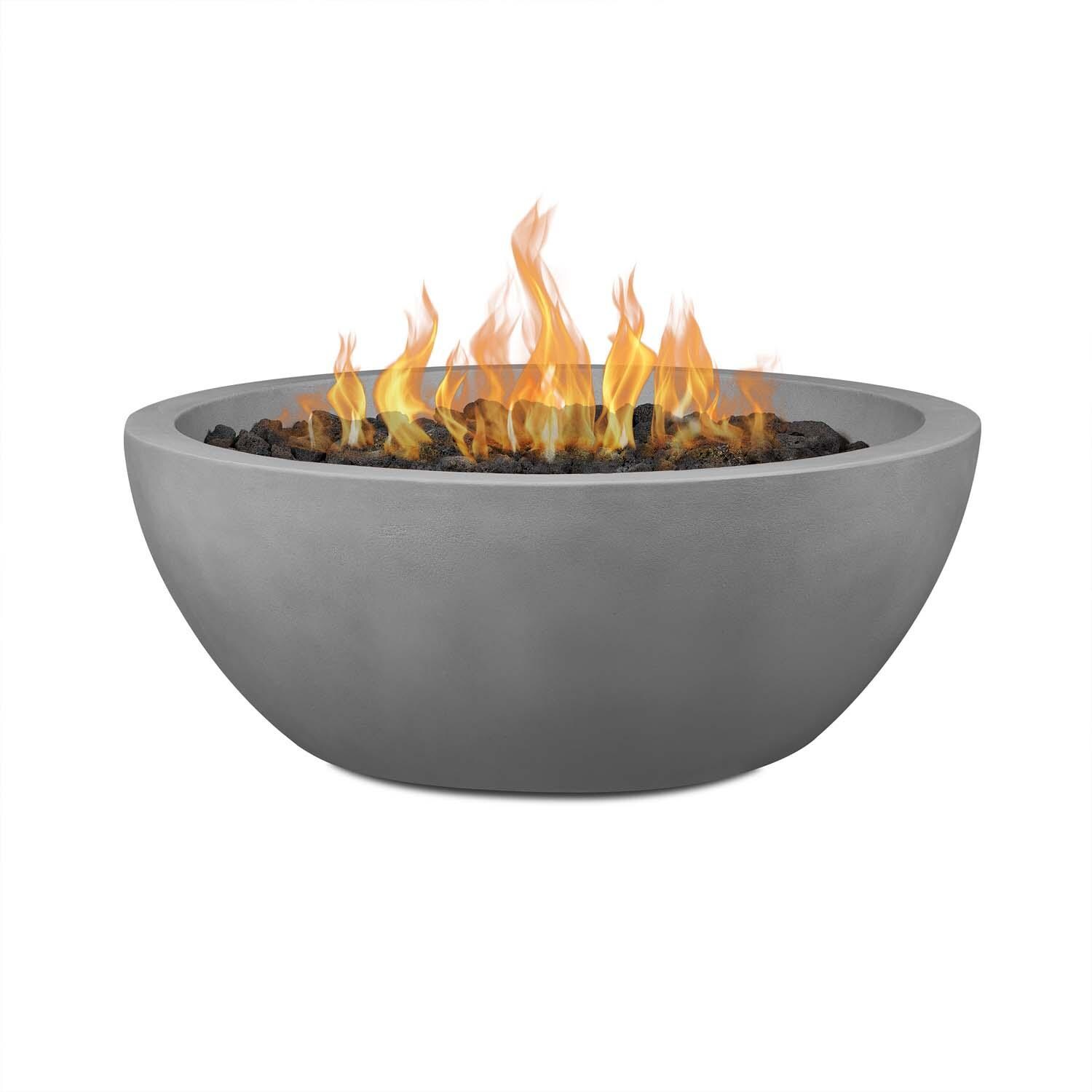 Dustyview 38-in Round Concrete Propane Fire Pit in Ash by BBQGuys Signature - White Background thumbnail