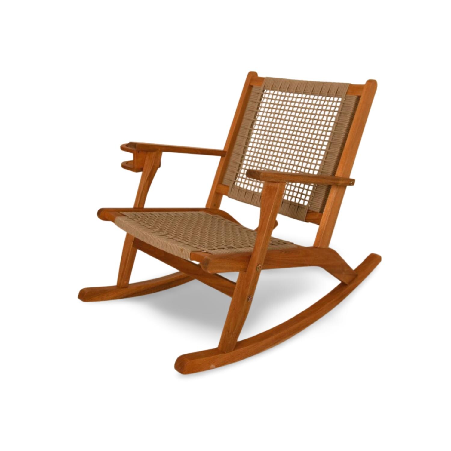 Crewview Outdoor Rocking Chair with Beverage Holder by Ultimate Patio - White Background thumbnail