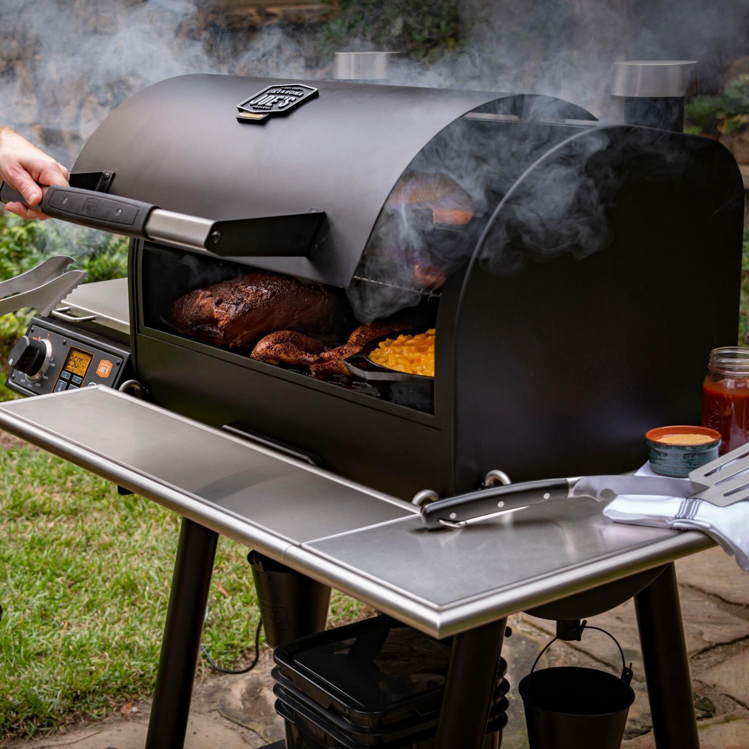 Oklahoma Joe's 21202125 Anthem Series Rider DLX Limited Pellet Grill - Opening the Grill thumbnail