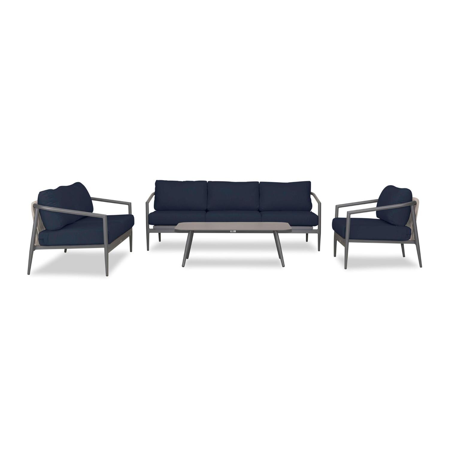 Lakeview Midnight Cove 4 Pc Aluminum Sofa Loveseat Seating Set in Slate/Pebble Gray/Spectrum Indigo - Front - White Background thumbnail