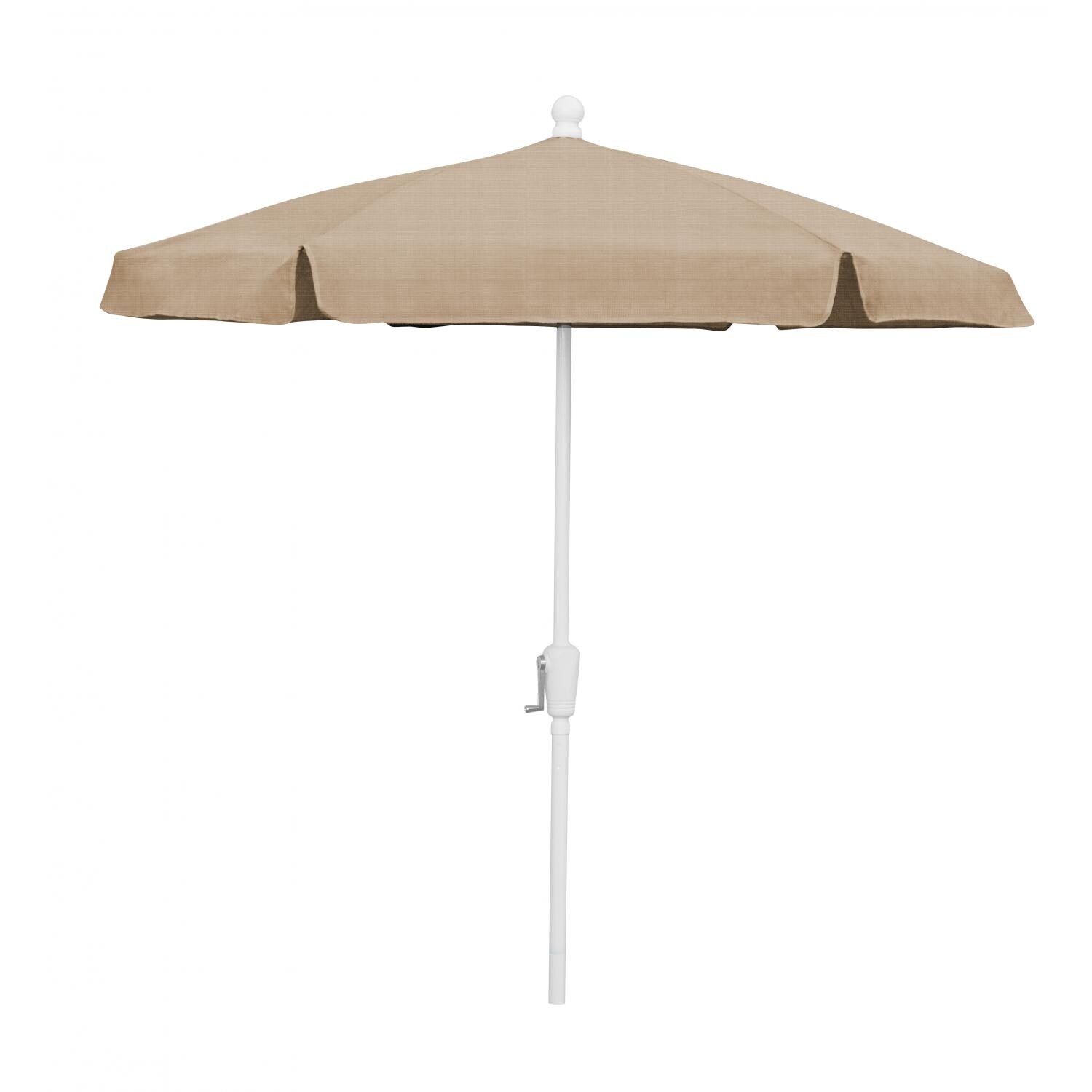 FiberBuilt 7.5 Ft. Aluminum Market Patio Umbrella W/ Crank Lift - White Pole / Beige Vinyl image