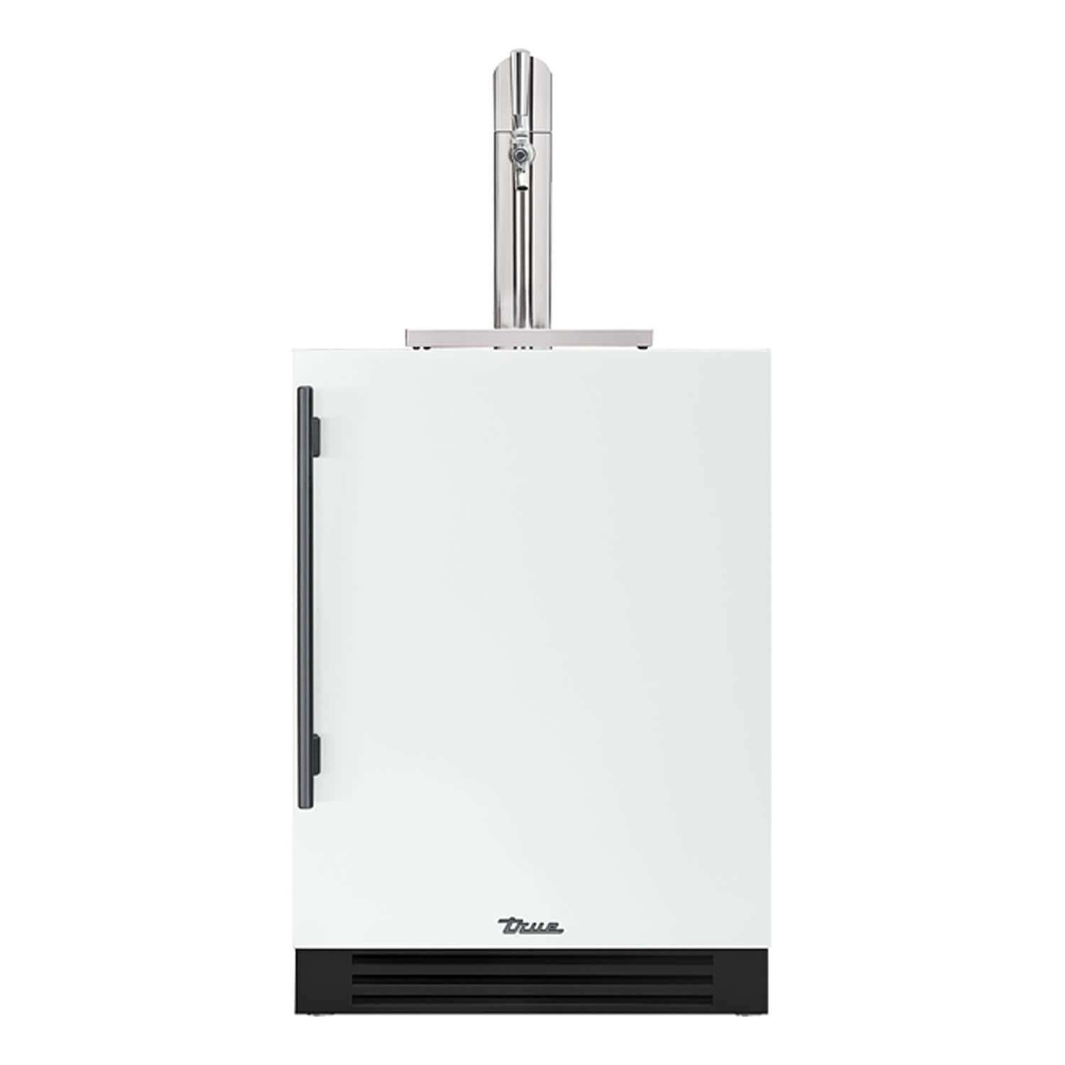 True 24 Inch Right Hinge Outdoor Single Tap Beverage Dispenser - Matte White w/ Pewter Handle - TUR-24BD-R-OP-C~DSK-030-H05