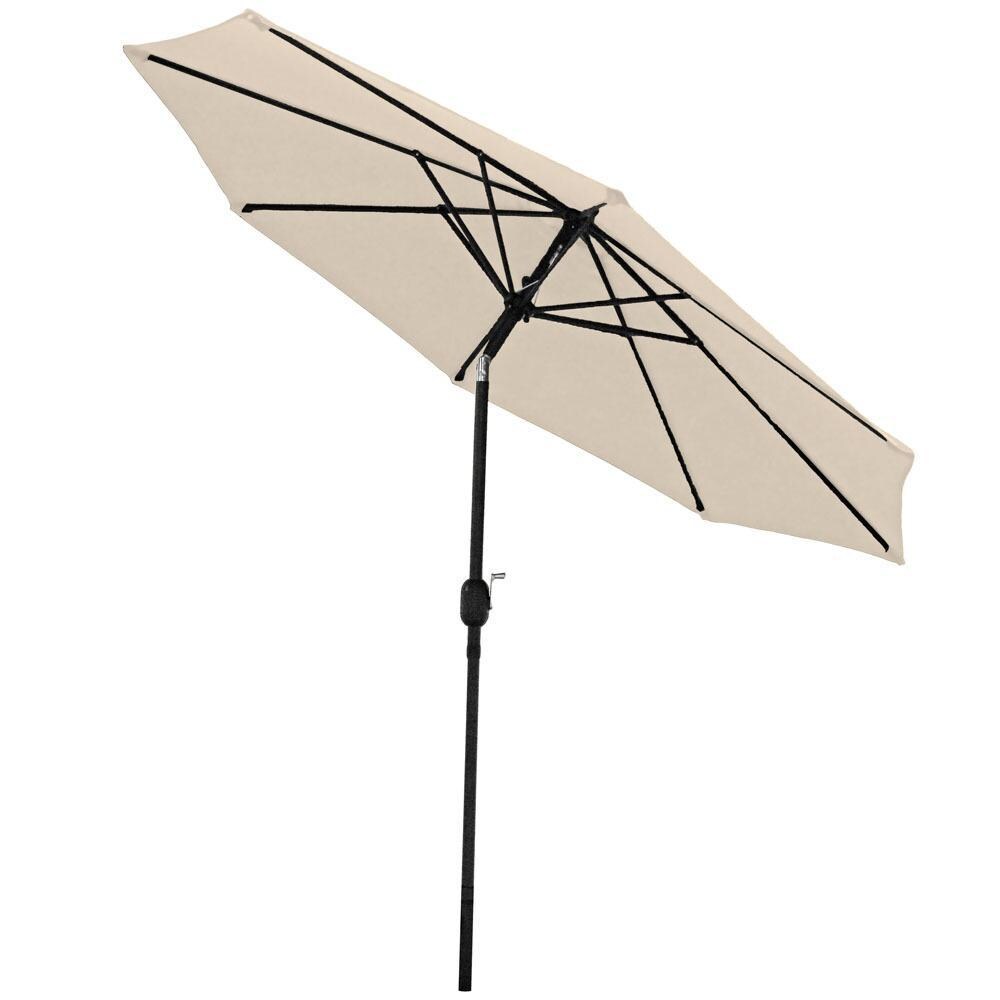 Ultimate Patio 9 Ft. Octagonal Patio Umbrella W/ Crank Lift - Beige - Tilted thumbnail