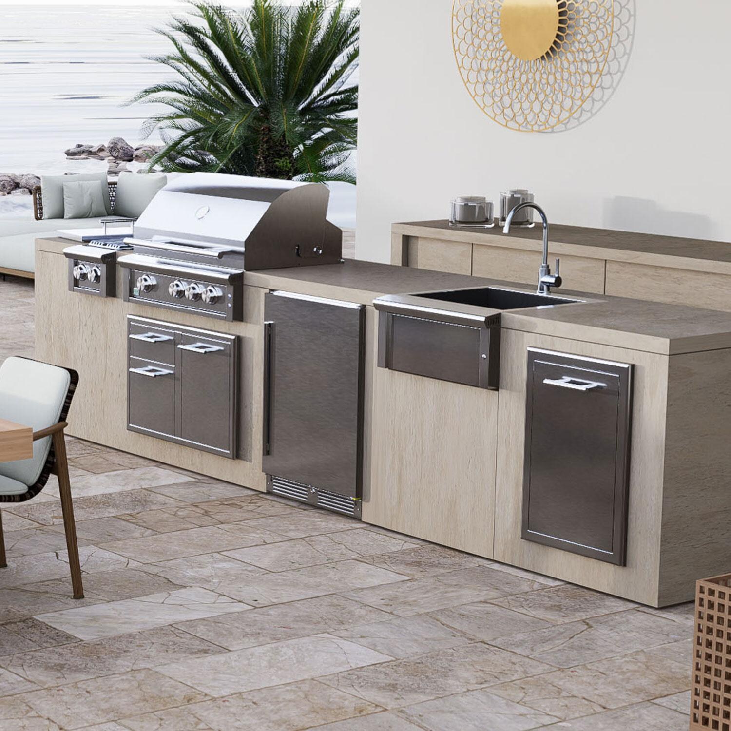 XO Appliance XOG20TRASH2 Pro-Grade 20-Inch Outdoor Stainless Steel Roll-Out Trash Bin Drawer - Island View - Lifestyle thumbnail