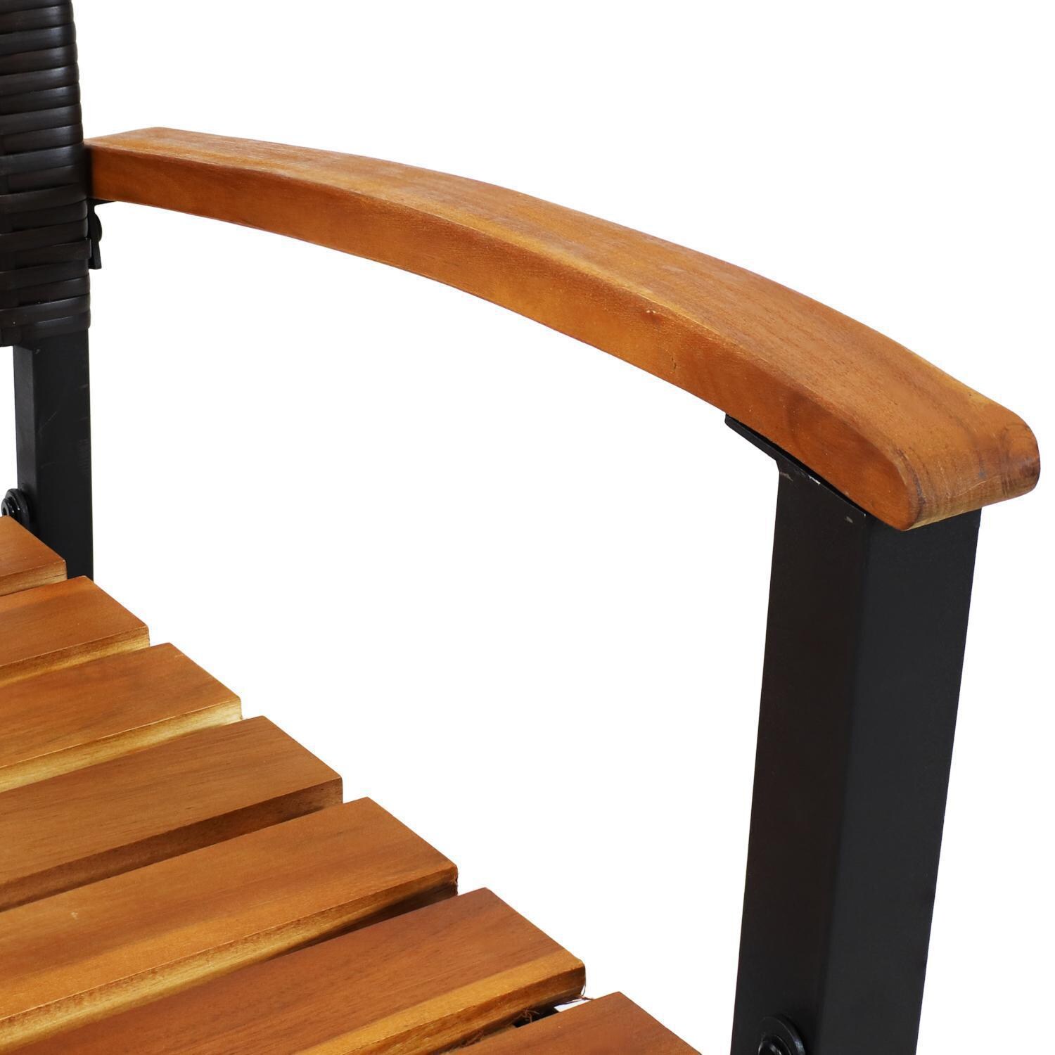 Ultimate Patio Malachi Acacia Wood & Resin Rattan Outdoor Patio Armchairs - Chair Arm - Detail thumbnail