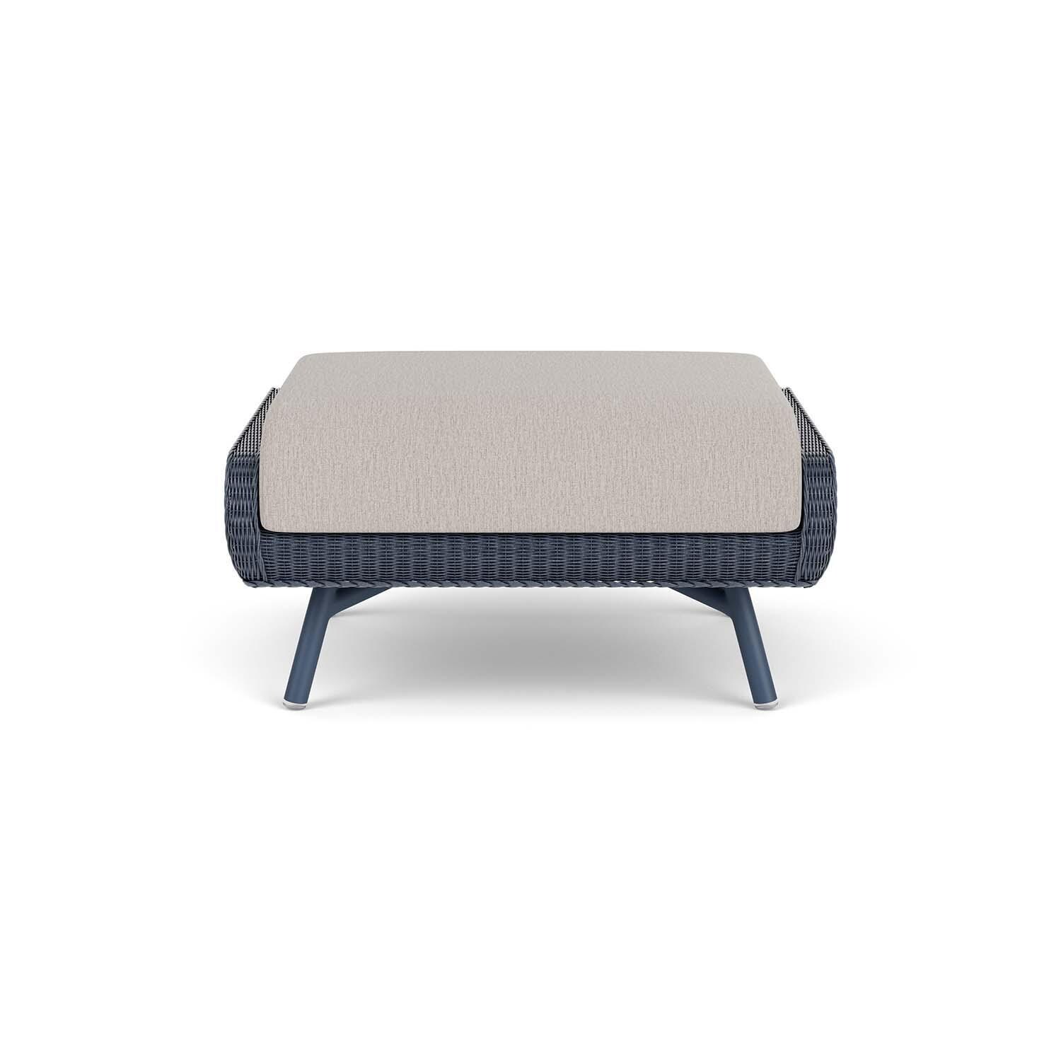 Essence Lloyd Loom Ottoman in Denim Blue/Remy Cloud by Lloyd Flanders