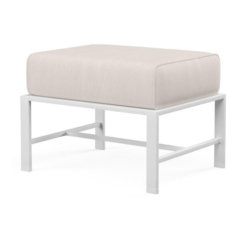 Bristol Aluminum Ottoman w/ Self Welt in White/Canvas Natural by Sunset West - White Background thumbnail