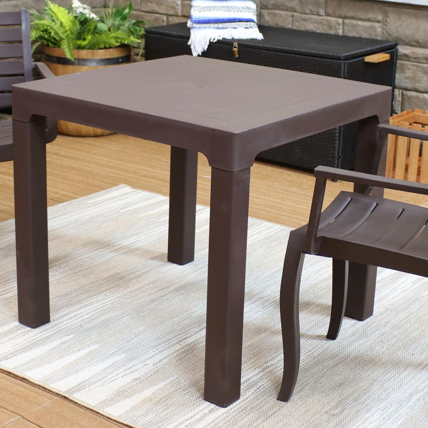 Sunnydaze Decor 31-Inch Square Outdoor Patio Dining Table - Brown image