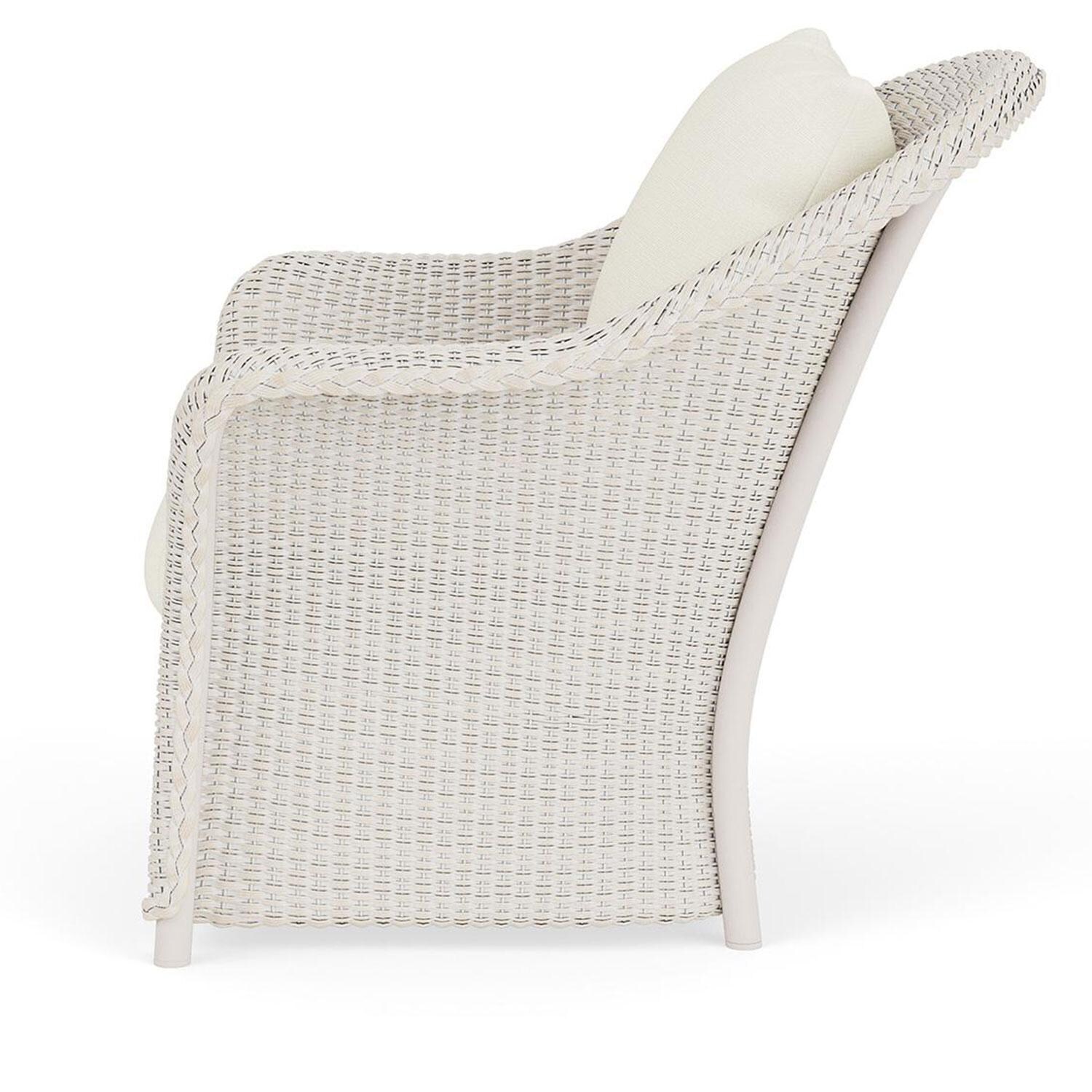 Lloyd Flanders Weekend Retreat Lounge Chair in Antique White Finish W/ Sailcloth Salt Fabric - Side thumbnail