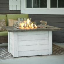 The Outdoor GreatRoom Company Alcott 48-Inch Rectangular Natural Gas Fire Pit Table with 24-Inch Crystal Fire Burner - Antique Timber - Ships As Propane With Conversion Fittings - ALC-1224-NG