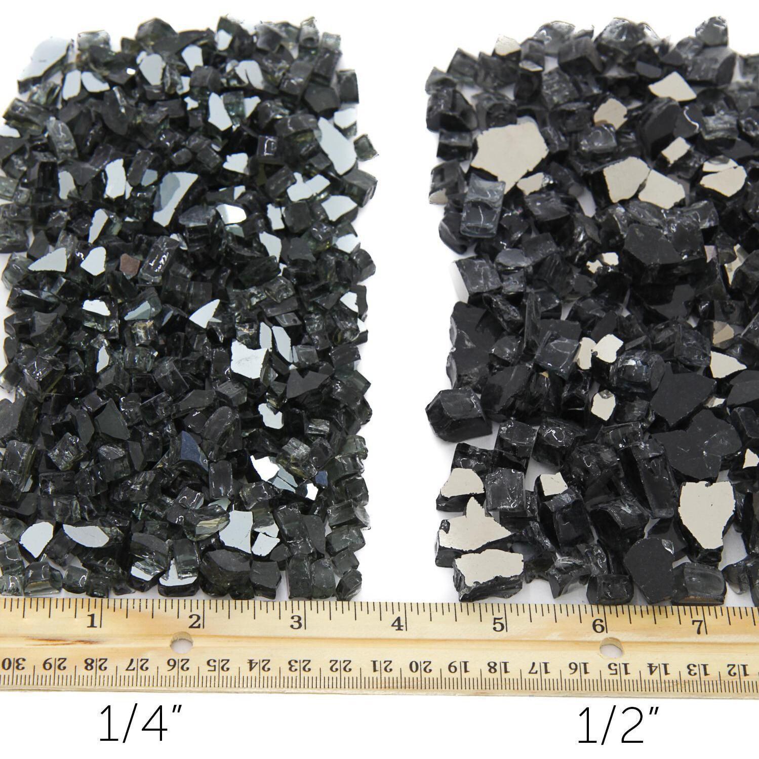 Onyx Black Fire Glass Size Comparison - Reflective Shown thumbnail
